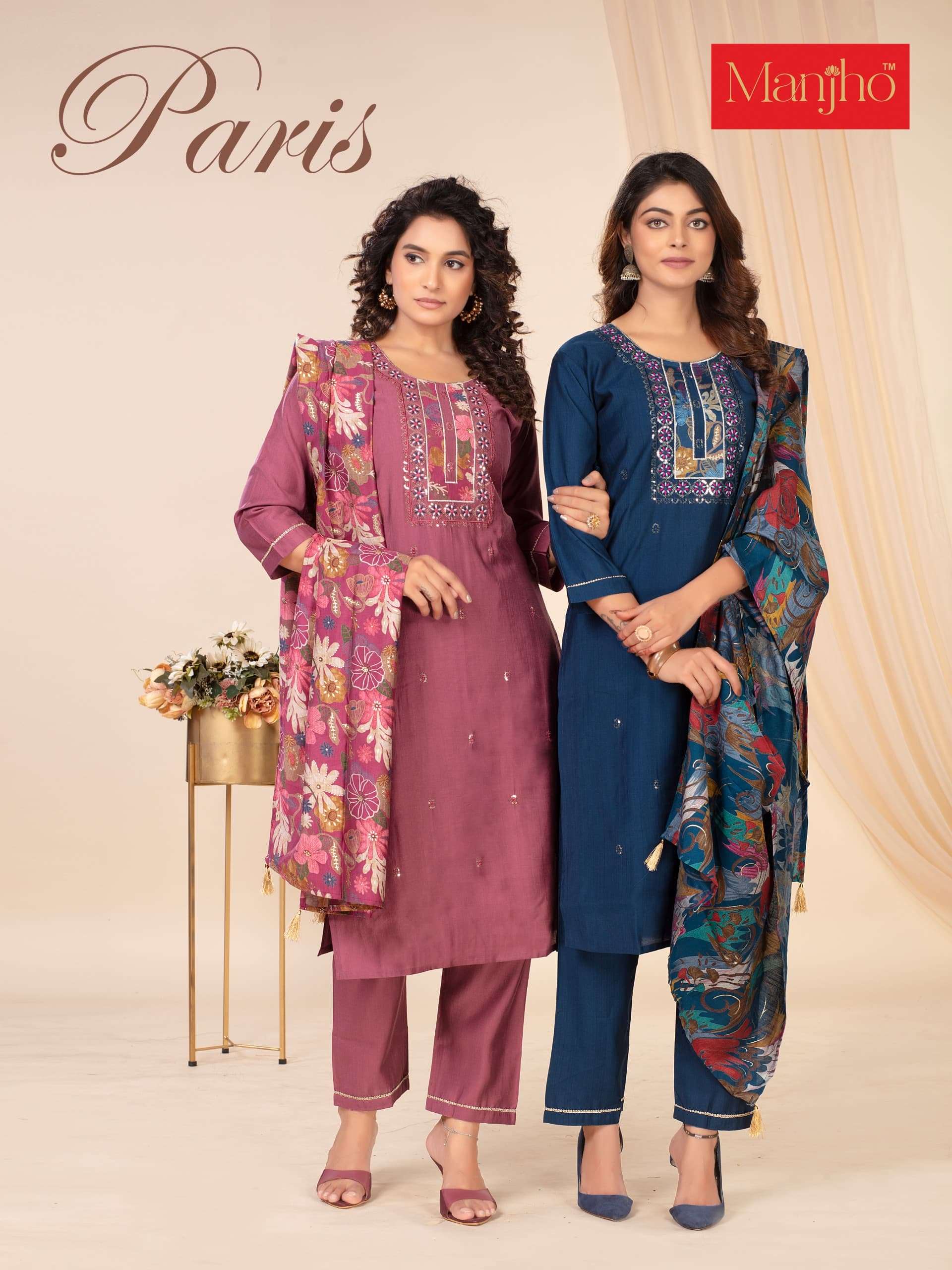 MANJHO PARIS PREMIUM QUALITY LADIES READYMADE SUIT CATALOG I...