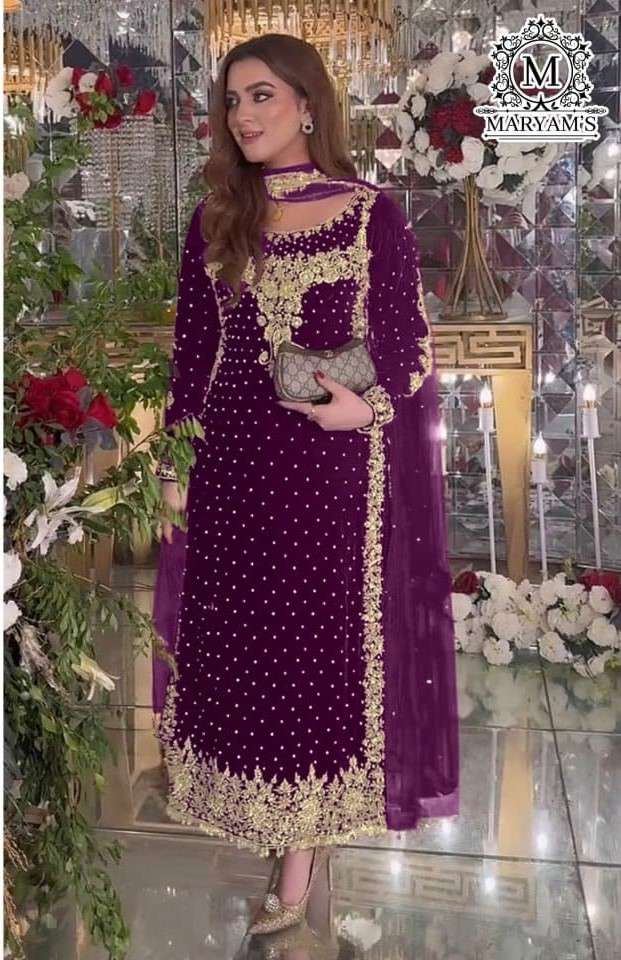 MARYAMS 186 HEAVY EMBROIDERY WORK PAKISTANI PARTY WEAR SUIT ...