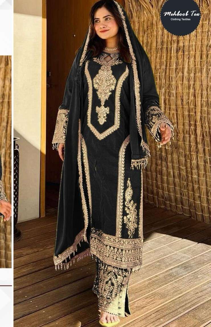 MEHBBOB TEX 1356 WEDDING TYPE HEAVY WORK BLACK  PALAZZO SUIT...