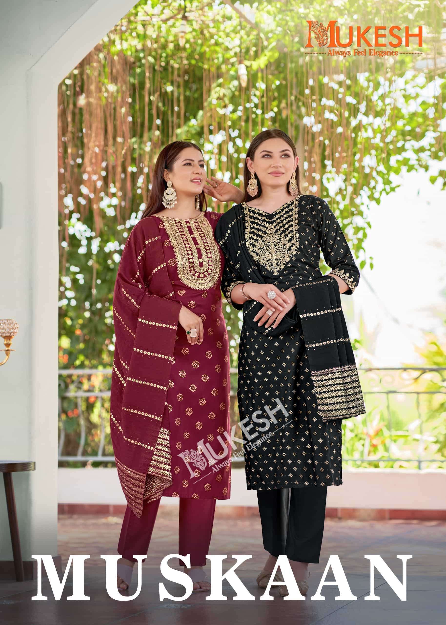 MUKESH MUSKAAN DESIGNER RAYON FOIL SALWAR SUIT FESTIVAL CATA...