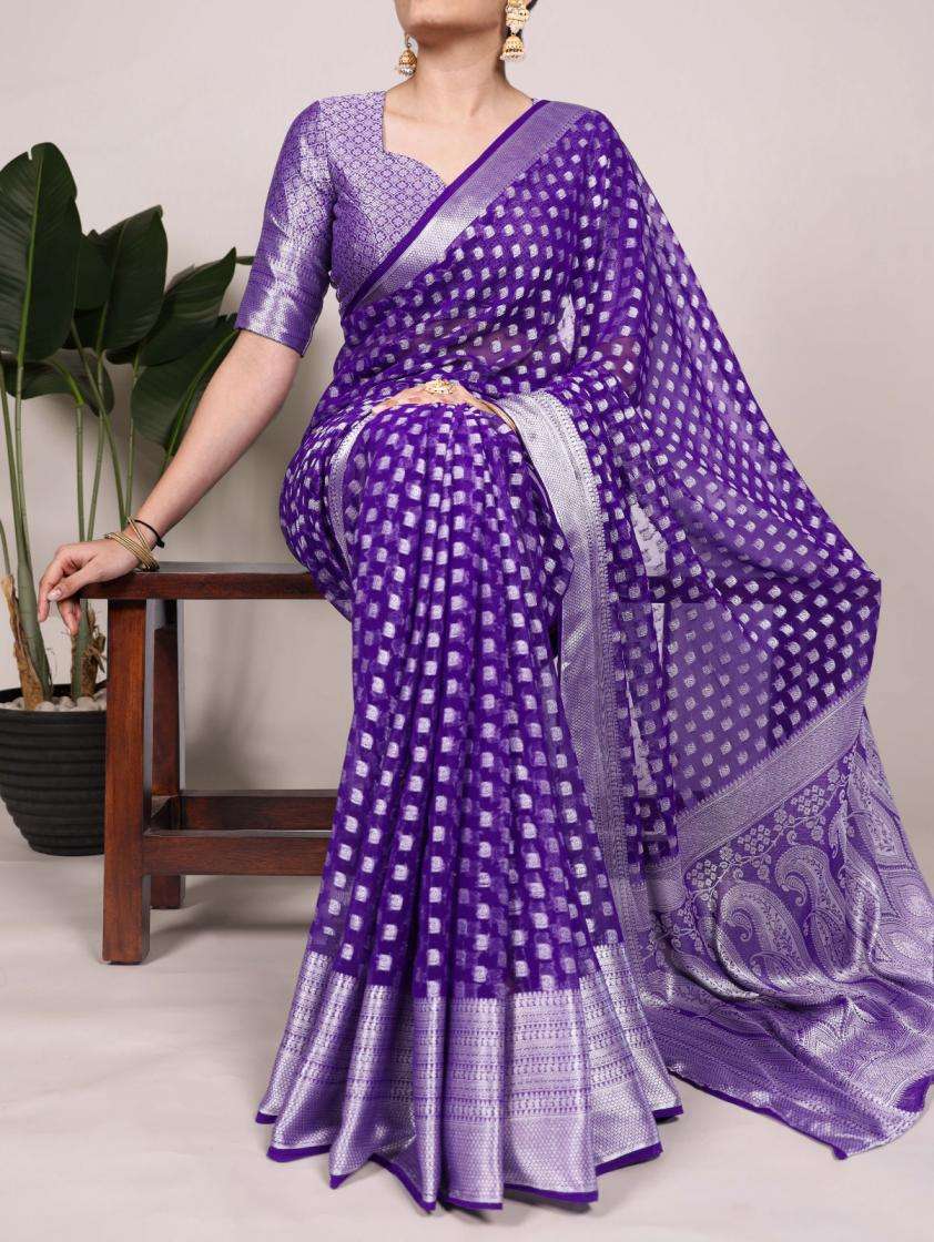 NYLON GEORGETTE FABRIC ZARI WEAVING DESIGN SAREE COLLECTION ...