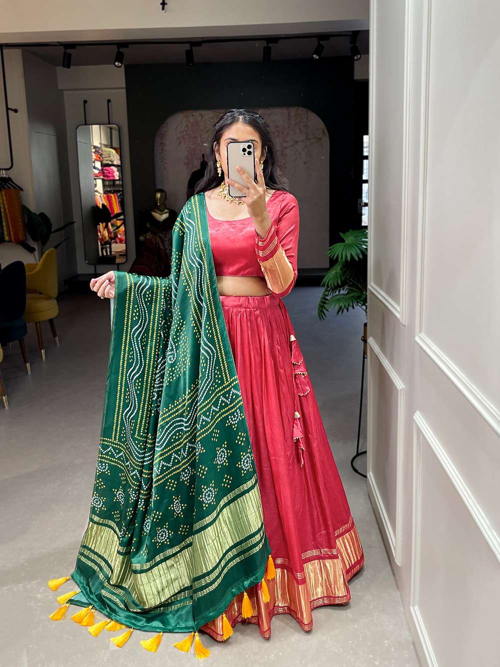 PURE GAJI SILK FABRIC TRADITIONAL LOOK FESTIVAL SPECIAL LEHE...