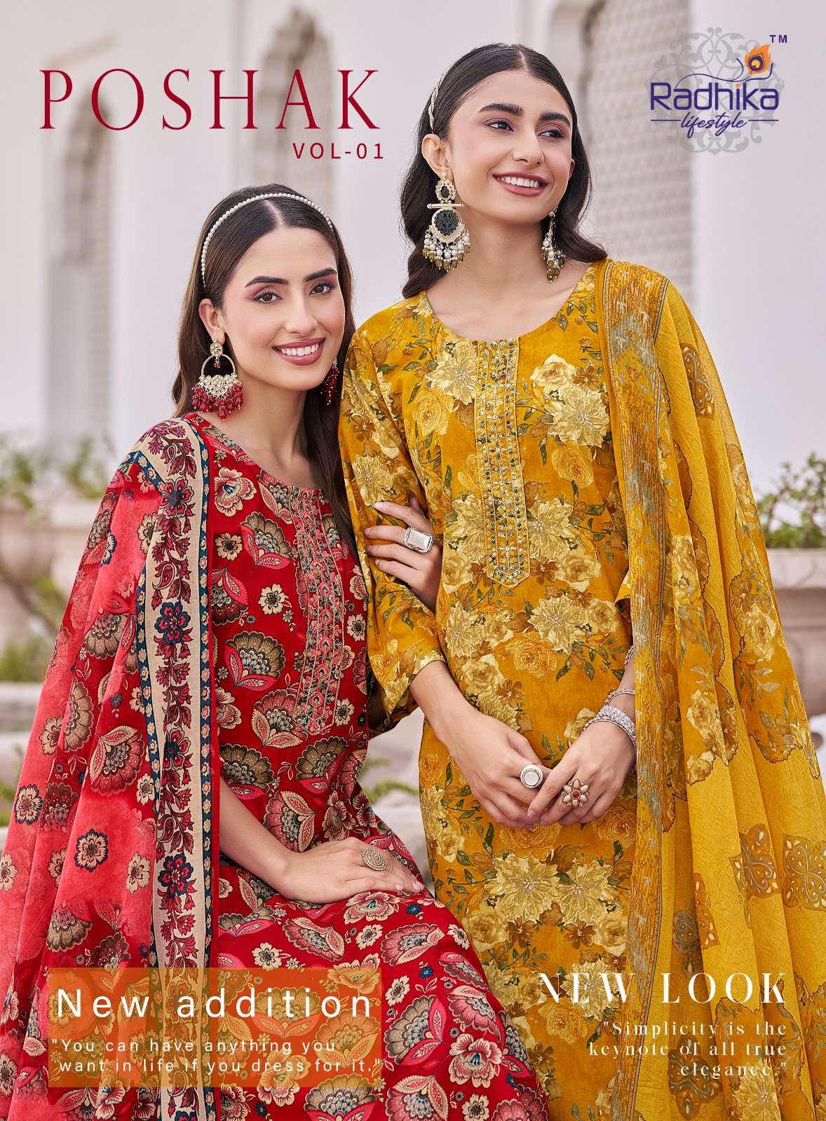 RADHIKA LIFESTYLE POSHAK VOL 1 FLOWER PRINT STITCHED SUIT FO...