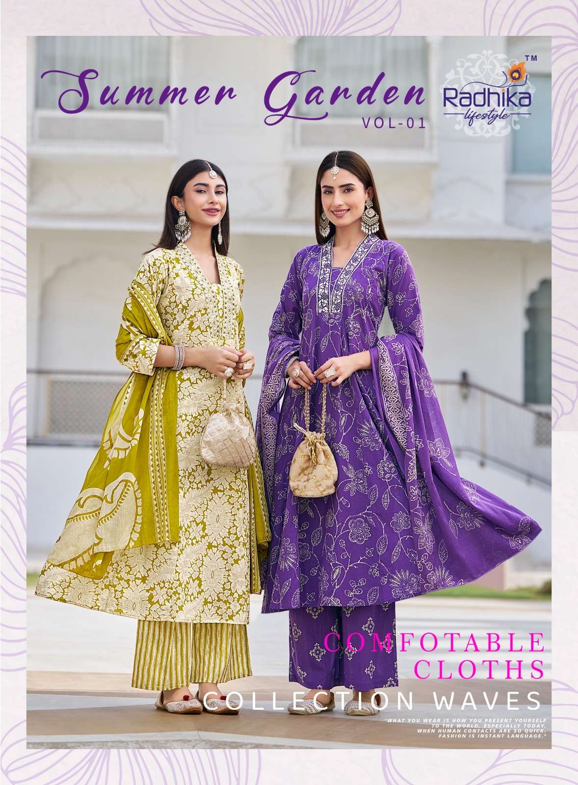 RADHIKA LIFESTYLE SUMMER GARDEN VOL 1 FLOWER COTTON PALAZZO ...