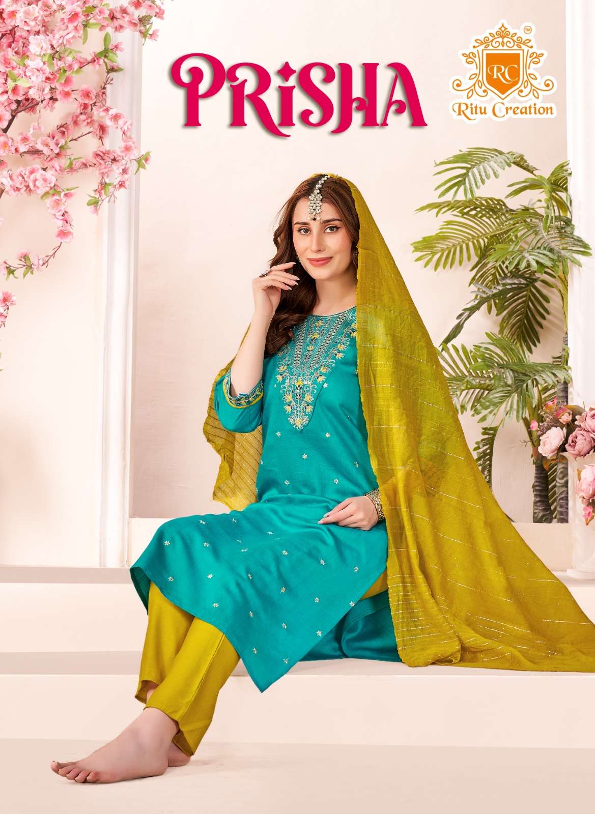 RITU CREATION PRISHA SUMMER LADIES PLAIN 3 PCS SUIT WHOLESAL...