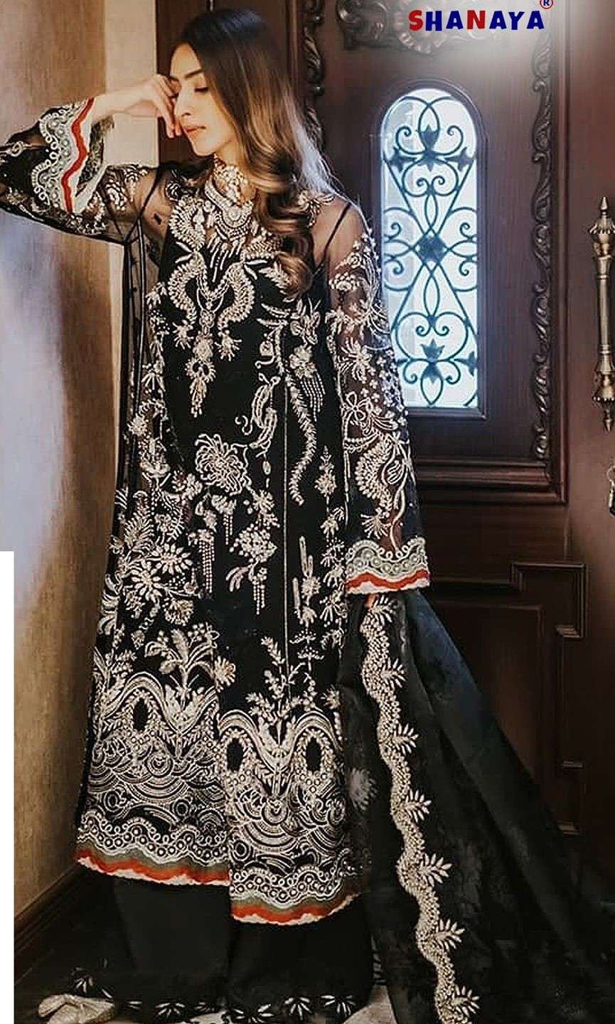 SHANAYA ROSE BRIDAL S 74 ORGANZA EMBROIDERY PAKISTANI BLACK ...