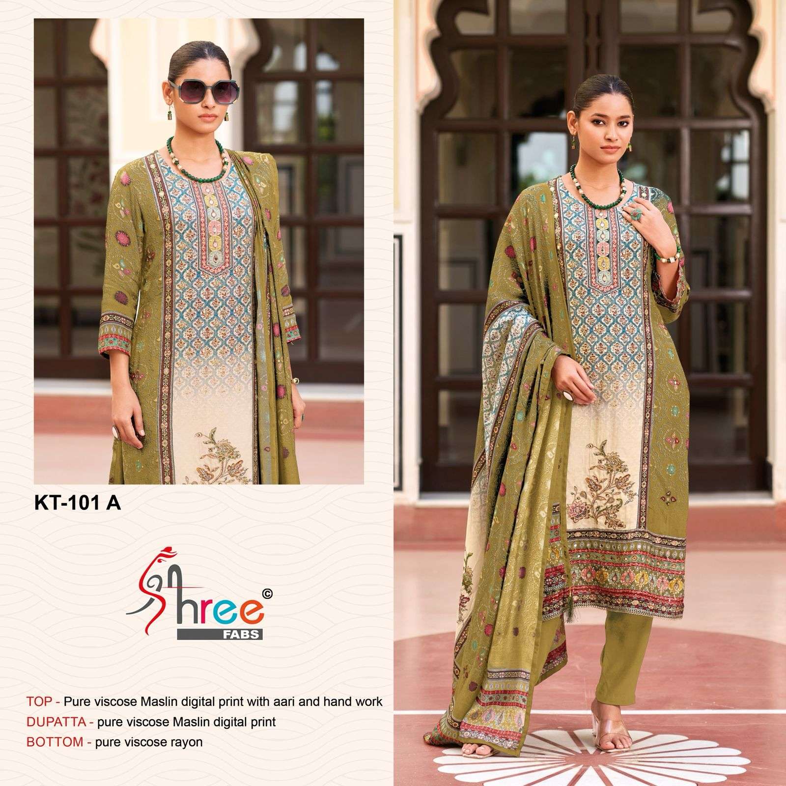 SHREE FABS KT 101 FESTIVAL COLLECTION MUSLIN WORK LADIES SUI...