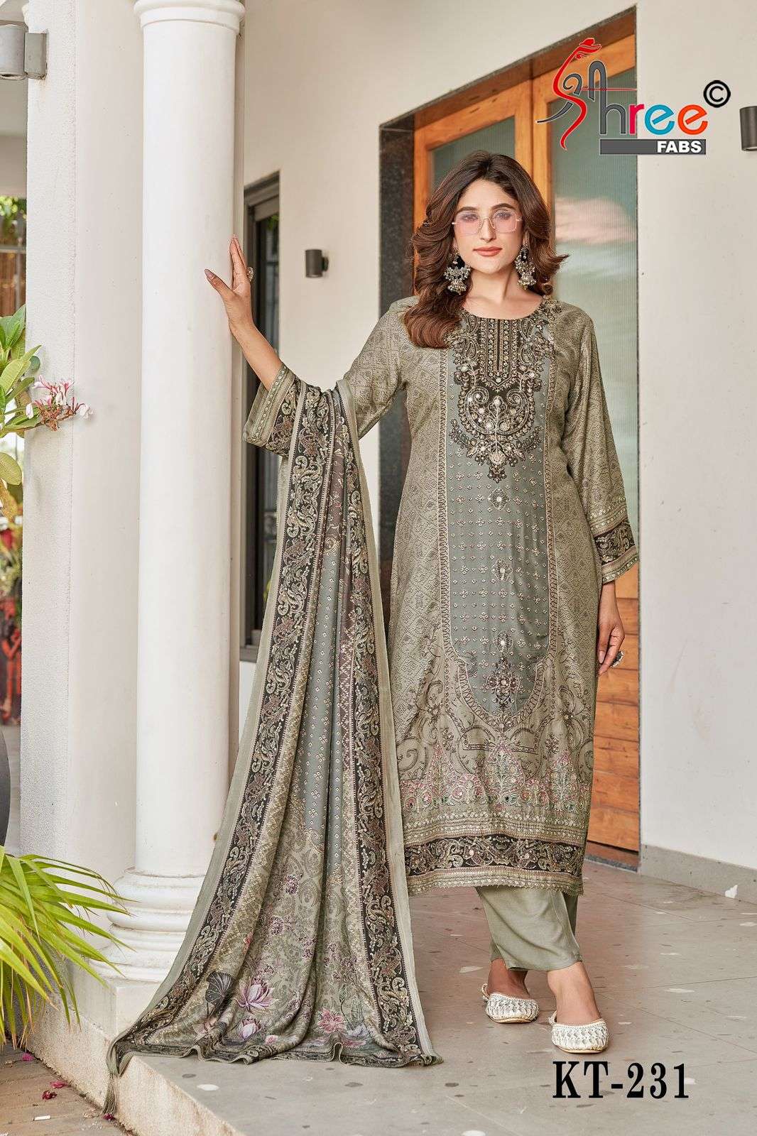 SHREE FABS KT 231 FESTIVAL WEAR MUSLIN WORK LADIES SUIT DEAL...