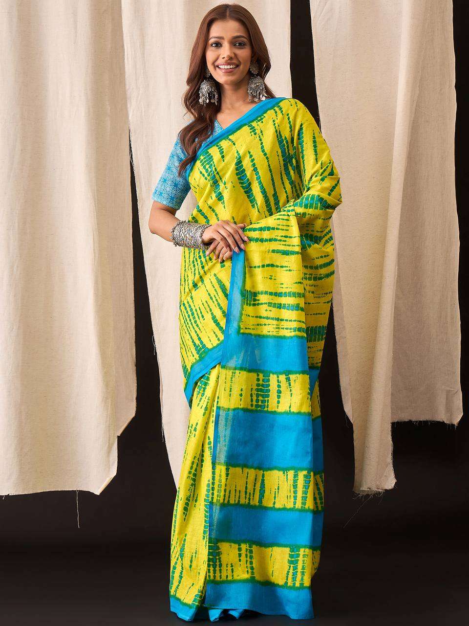 SUMMER SPECIAL COTTON SKY YELLOW COLOR SAREE WHOLESALE PRICE...