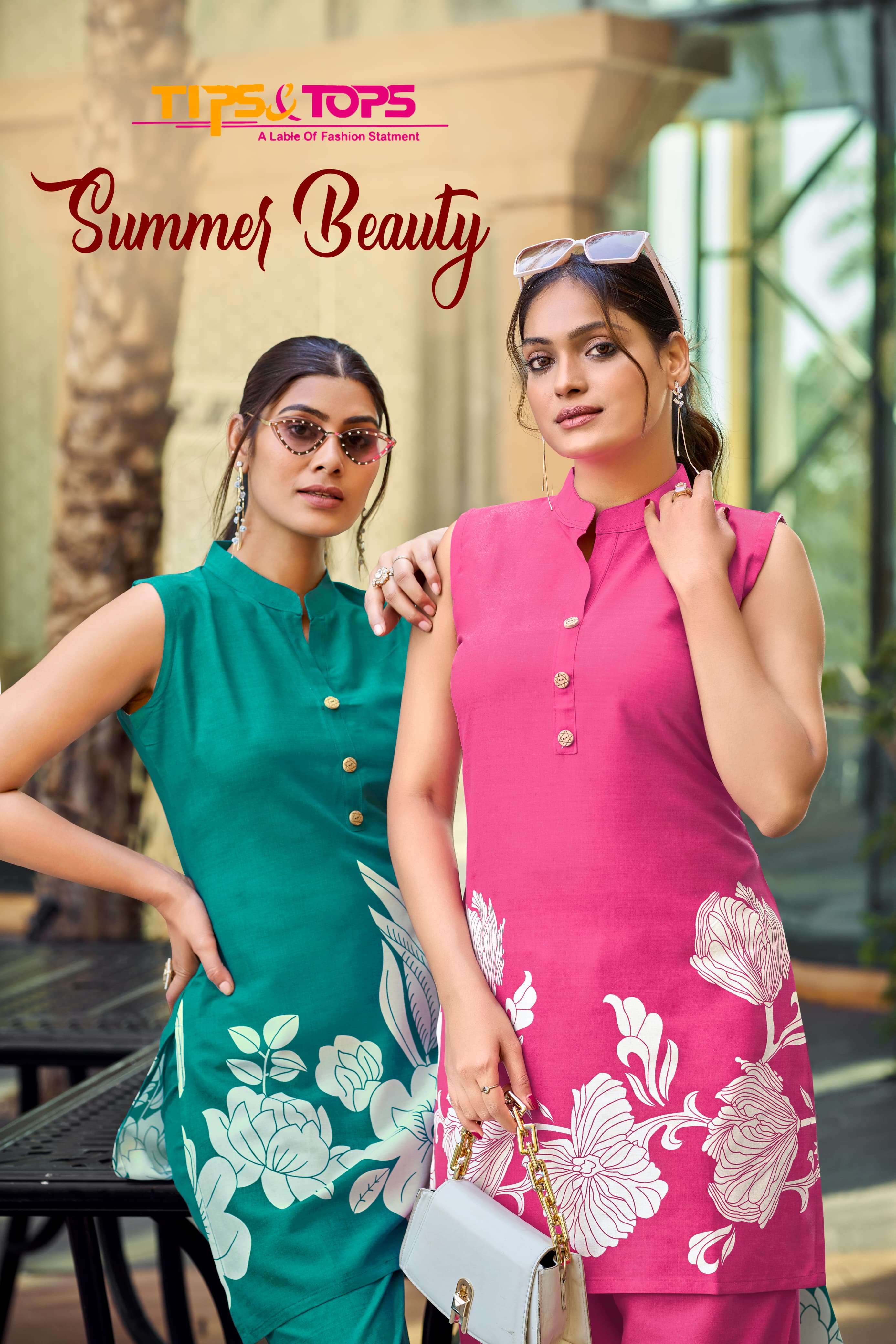 TIPS & TOPS SUMMER BEAUTY MODAL CLOTH SLEEVELESS CORD SET SU...