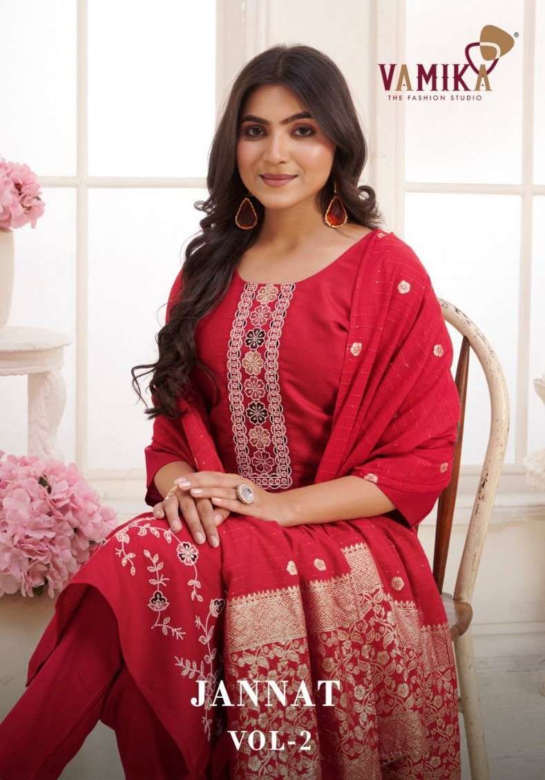 VAMIKA TM JANNAT VOL 2 FESTIVAL WEAR SILK FABRIC WORK SUIT C...