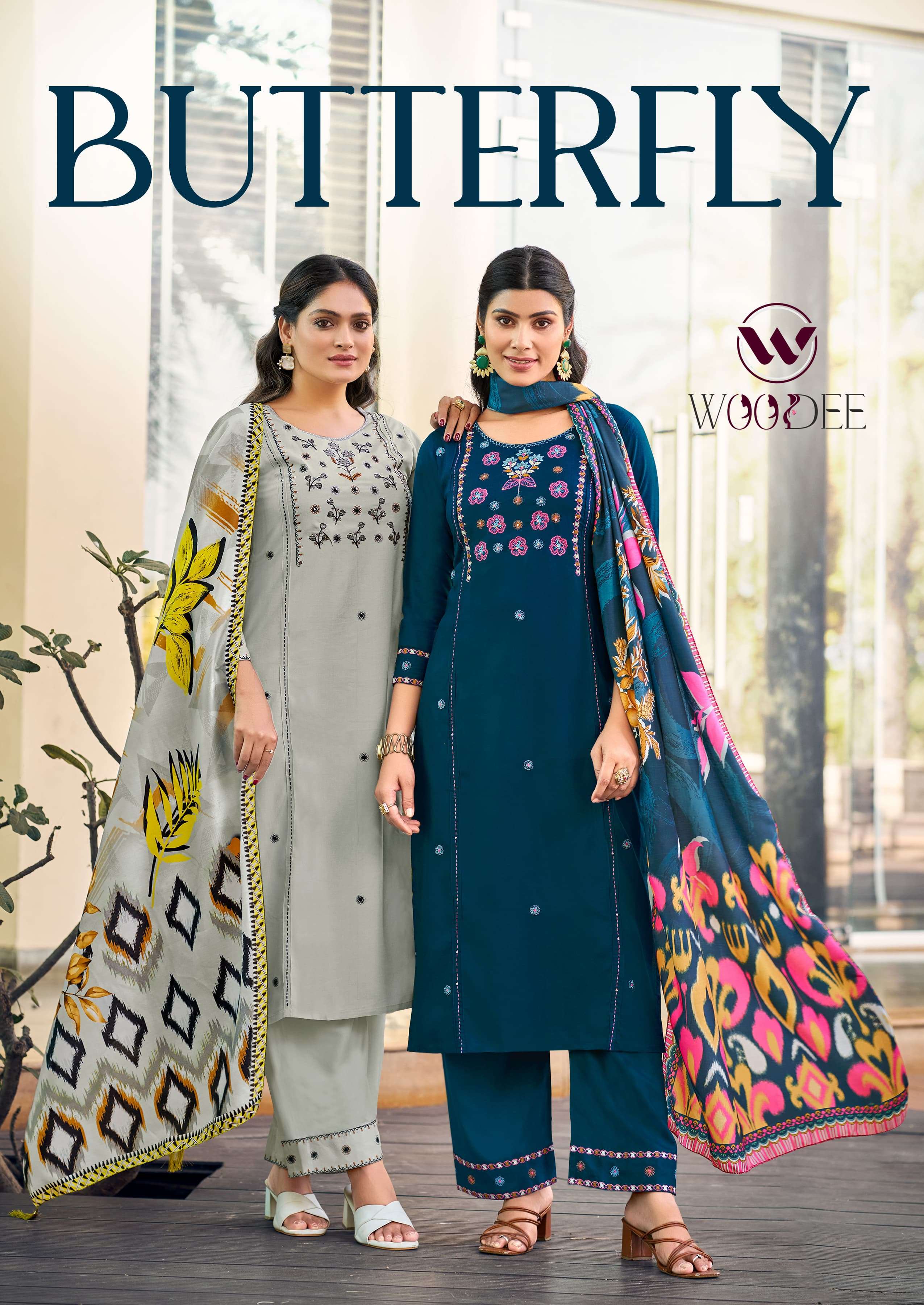 WOODEE BUTTERFLY SHADI SEASON READYMADE DESIGNER SUIT SUPPLI...