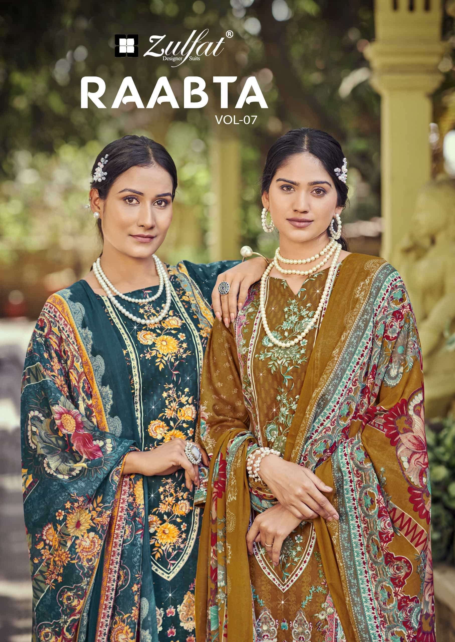 ZULFAT RAABTA VOL 7 BRAND CLOTH COTTON SALWAR SUIT FOR WOMEN...