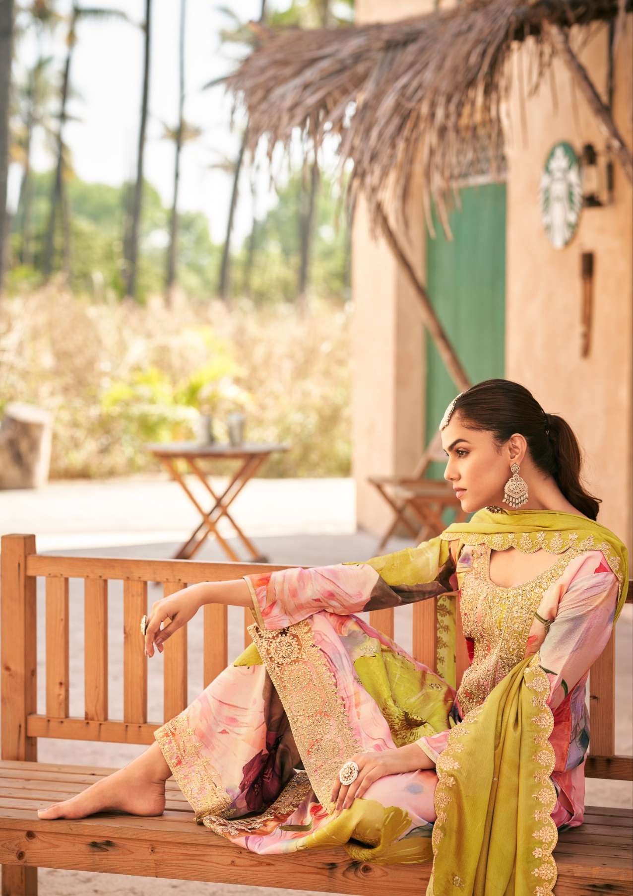 Radha trendz Rangeen chinon Silk wedding special heavy ready...