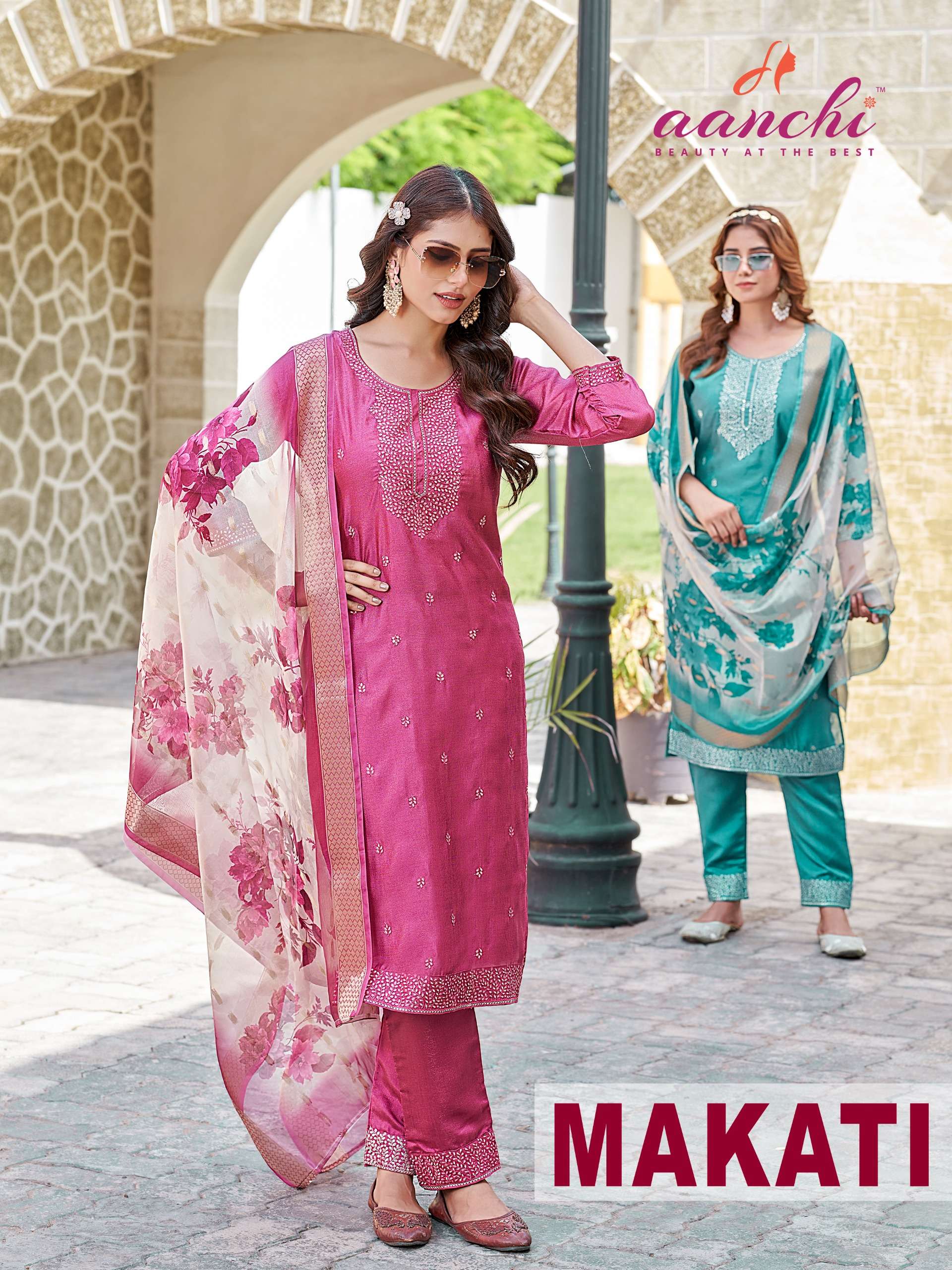 AANCHI MAKATI SHIMMER FABSRIC READYMADE LADIES SUIT FOR PART...