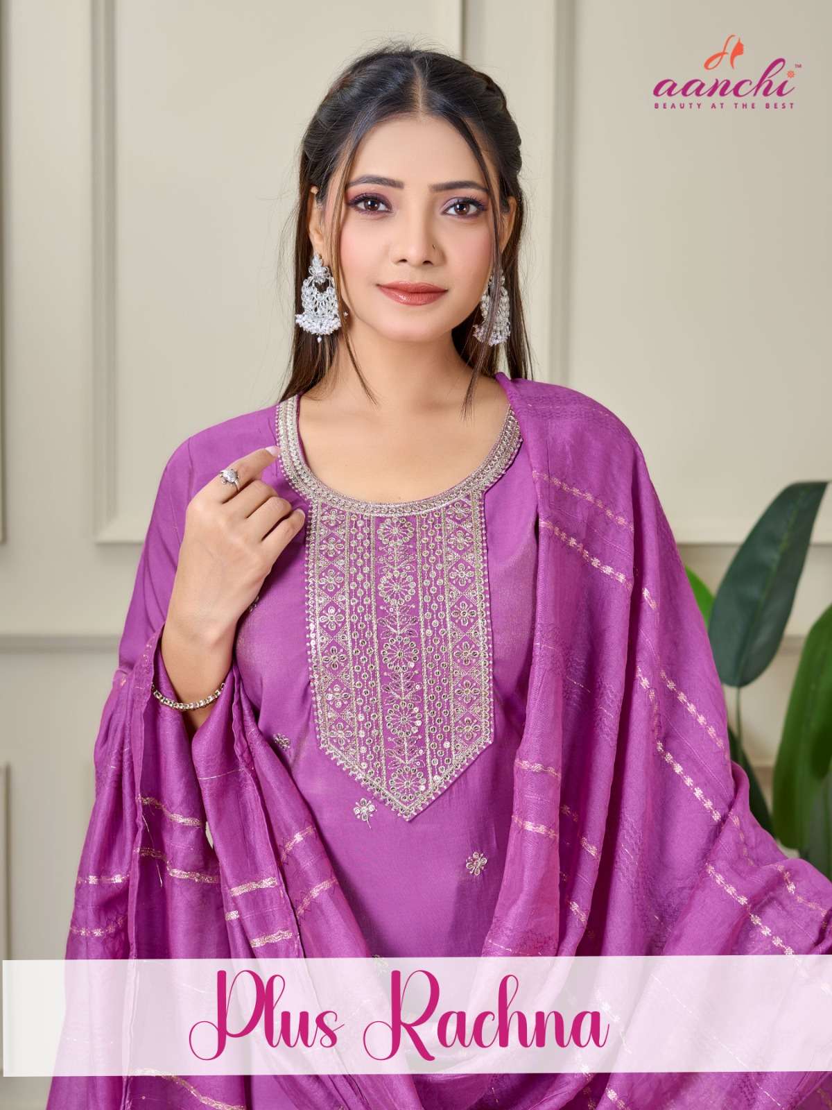 AANCHI PLUS RACHNA ROMAN SHIMMER STITCHED DRESS WHOLESALE