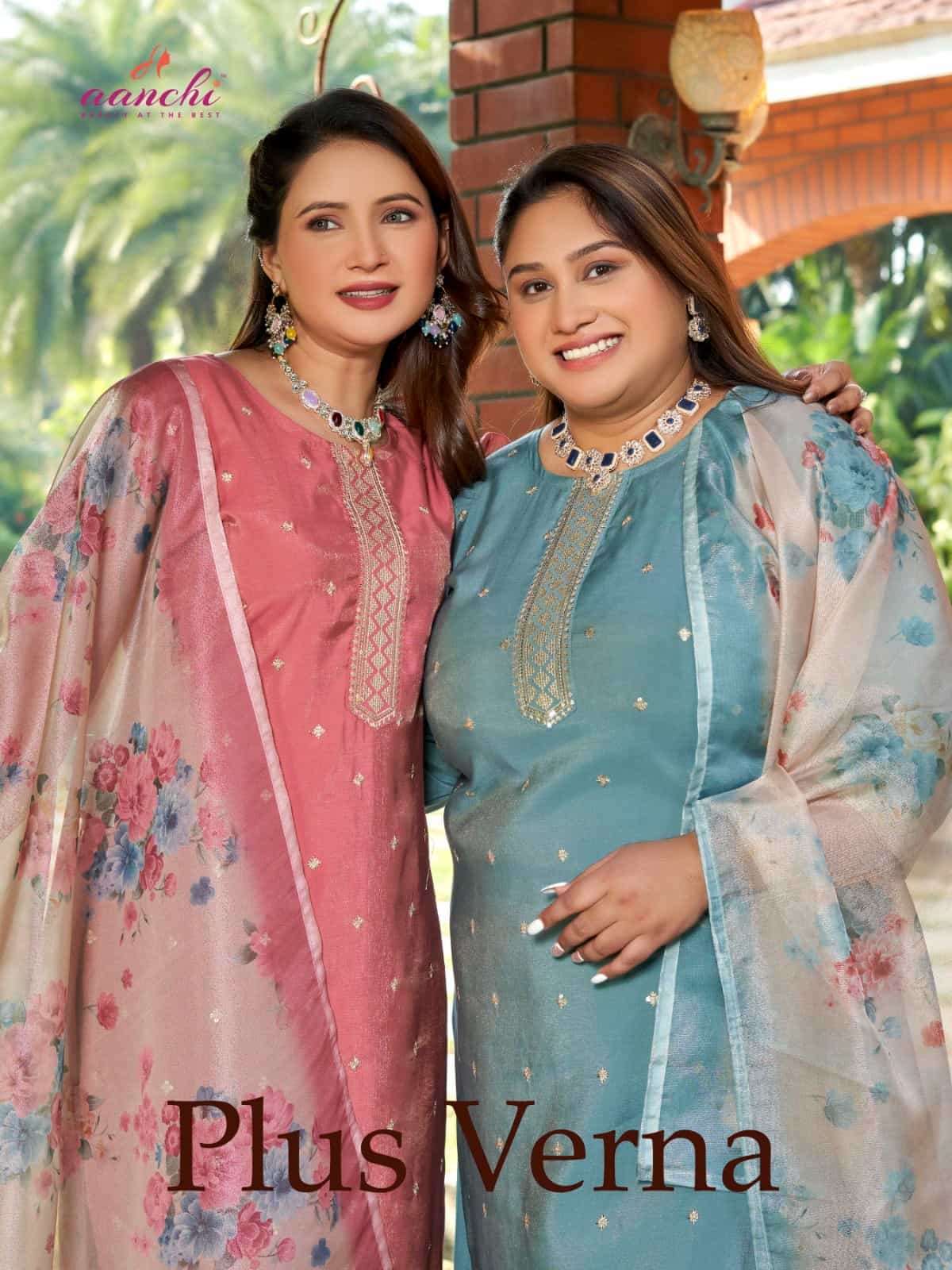AANCHI PLUS VERNA EXCLUSIVE BIG SIZE WOMEN SILK SUIT FESTIVA...