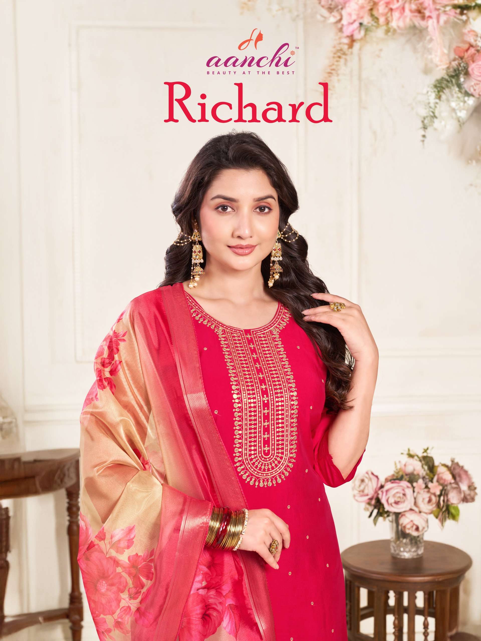 AANCHI RICHARD READYMADE ROMAN SILK SALWAR SUIT WHOLESALE SH...