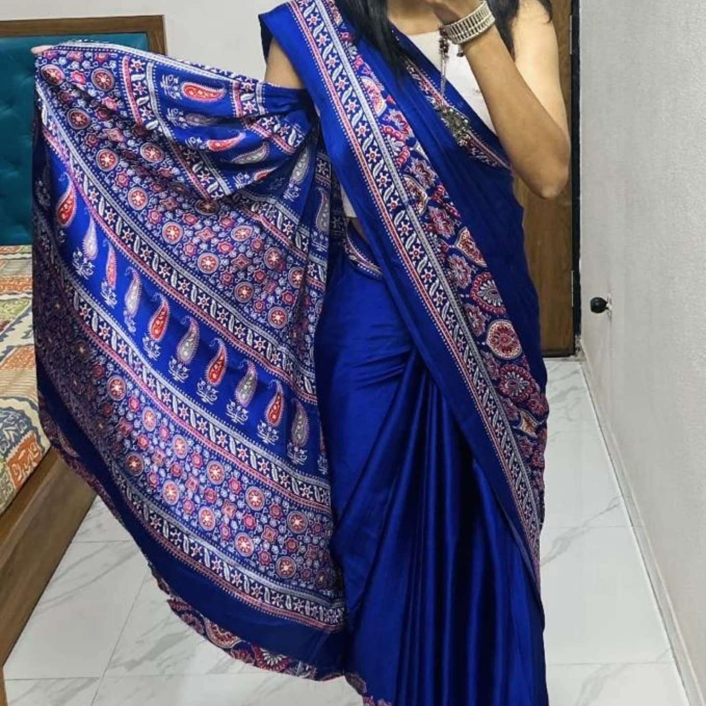 AJRAKH DESIGN SOFT SILK FABRIC REGULAR WEAR LIGHTWEIGHT SARE...