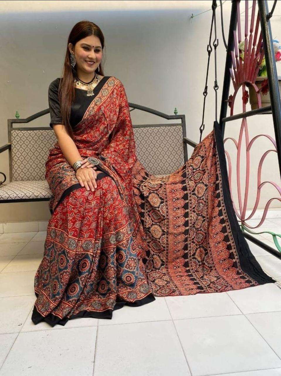 ajrakh sarees new designs at wholesale rates new collection ...