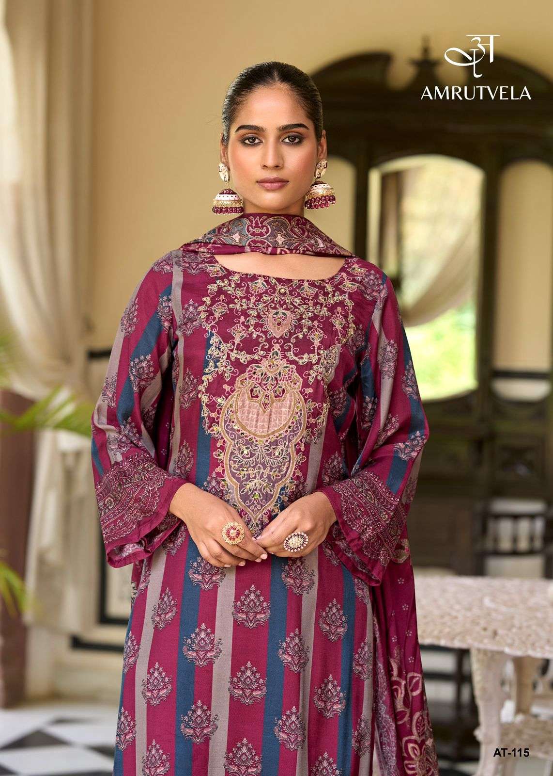  AMRUTVELA AT 115 VISCOSE MUSLIN DIGITAL DRESS MATERIAL SET ...