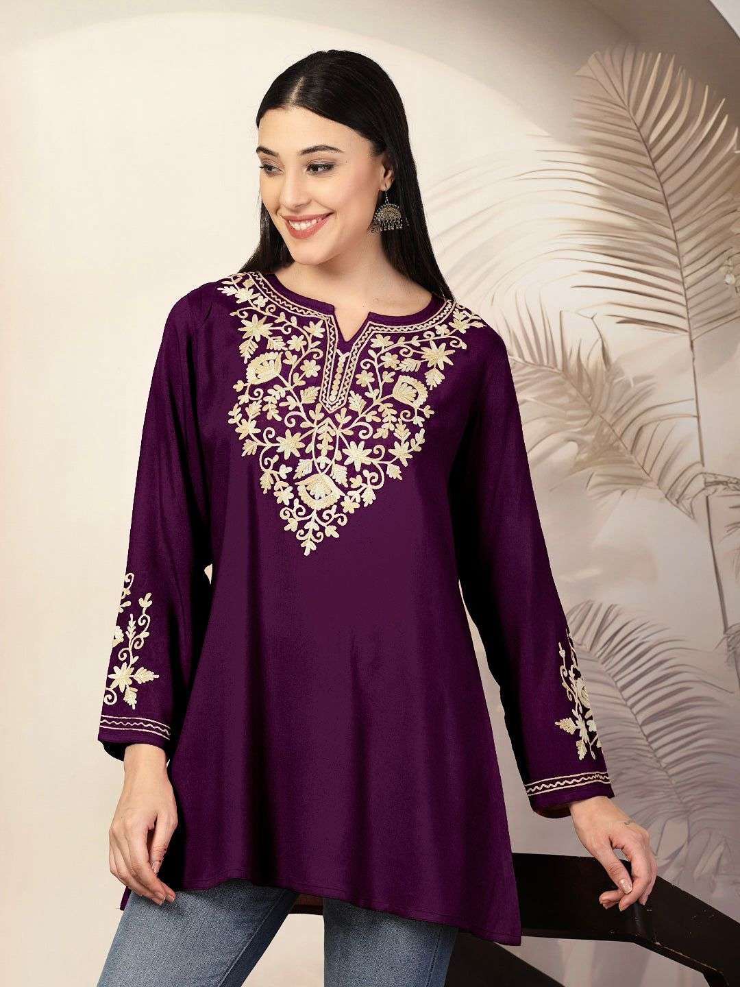 AS HEAVY RAYON NECK DESIGNER SHORT TOP DAILY WEAR ETHNIC STO...