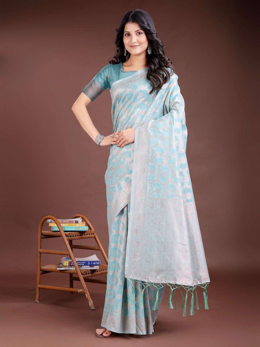 Astita pastel weaves linen cotton fancy saree supplier in su...
