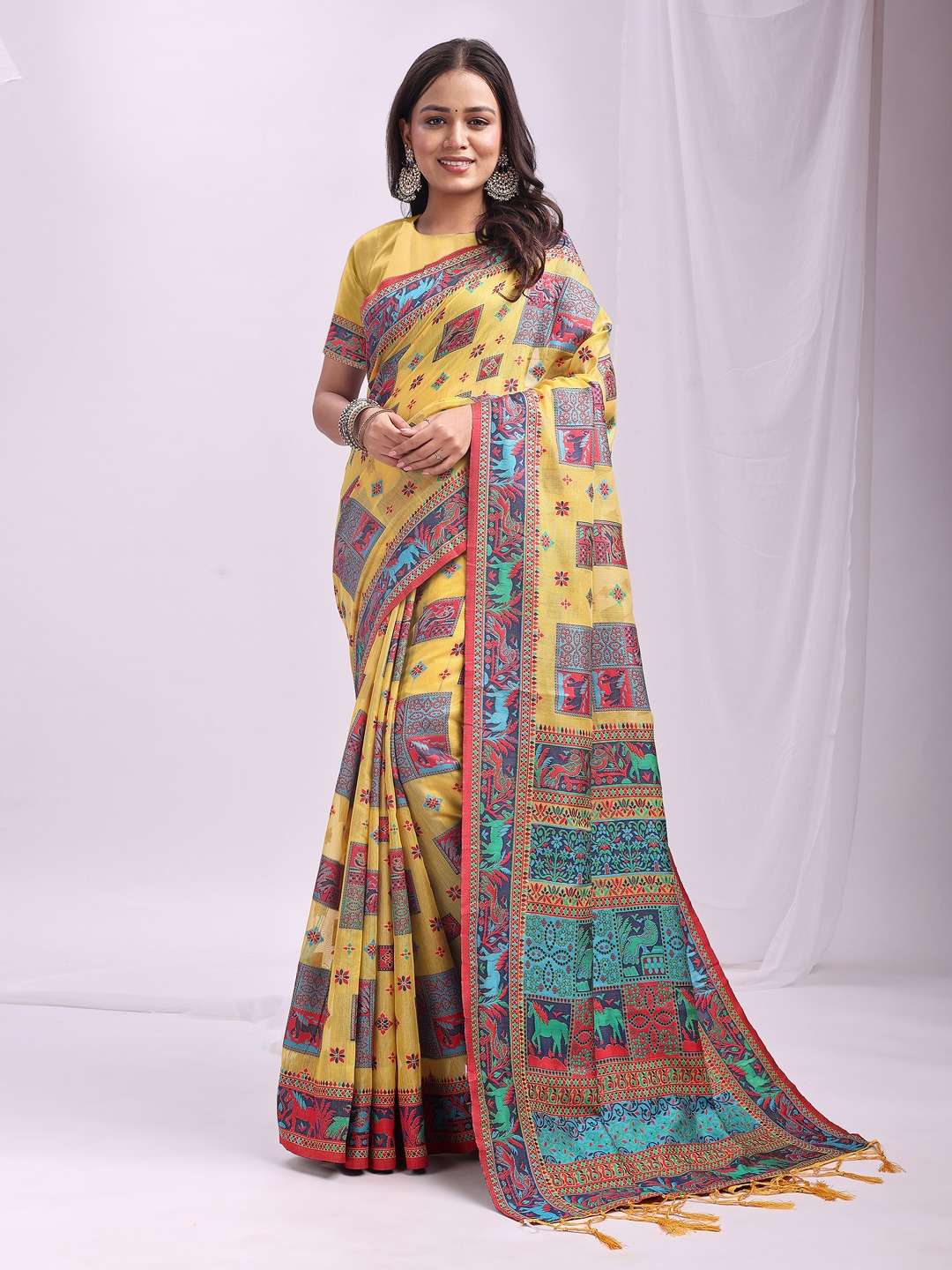 Astita Vastra loom Linen Cotton kashmiri Printed fancy saree...