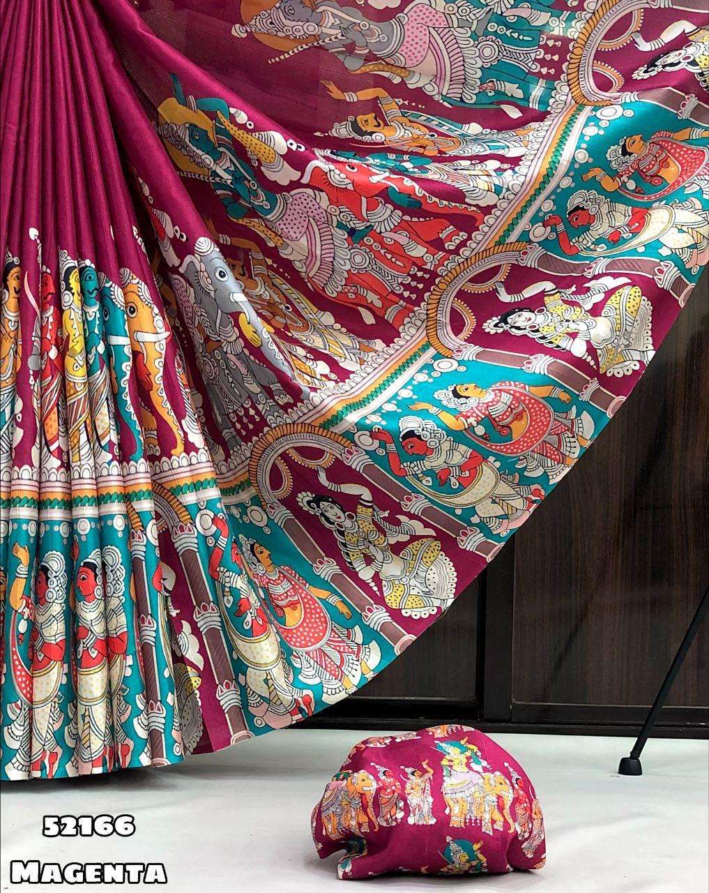 BEAUTIFUL KALAMKARI PRINTED SOFT SILK FABRIC FANCY LOOK SARE...