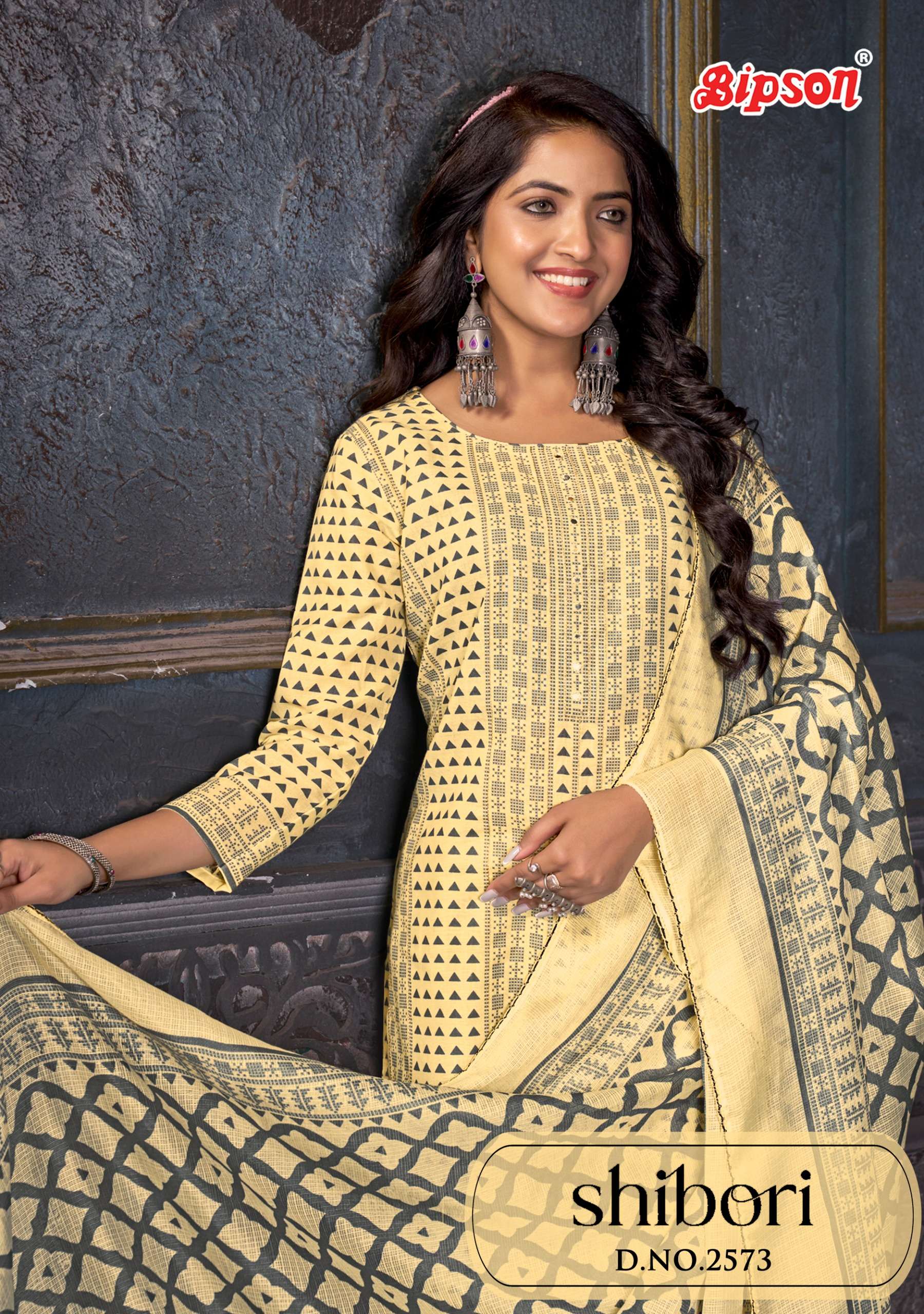 BIPSON PRINTED SHIBORI 2573 PURE COTTON WITH JARI WORK LADIE...