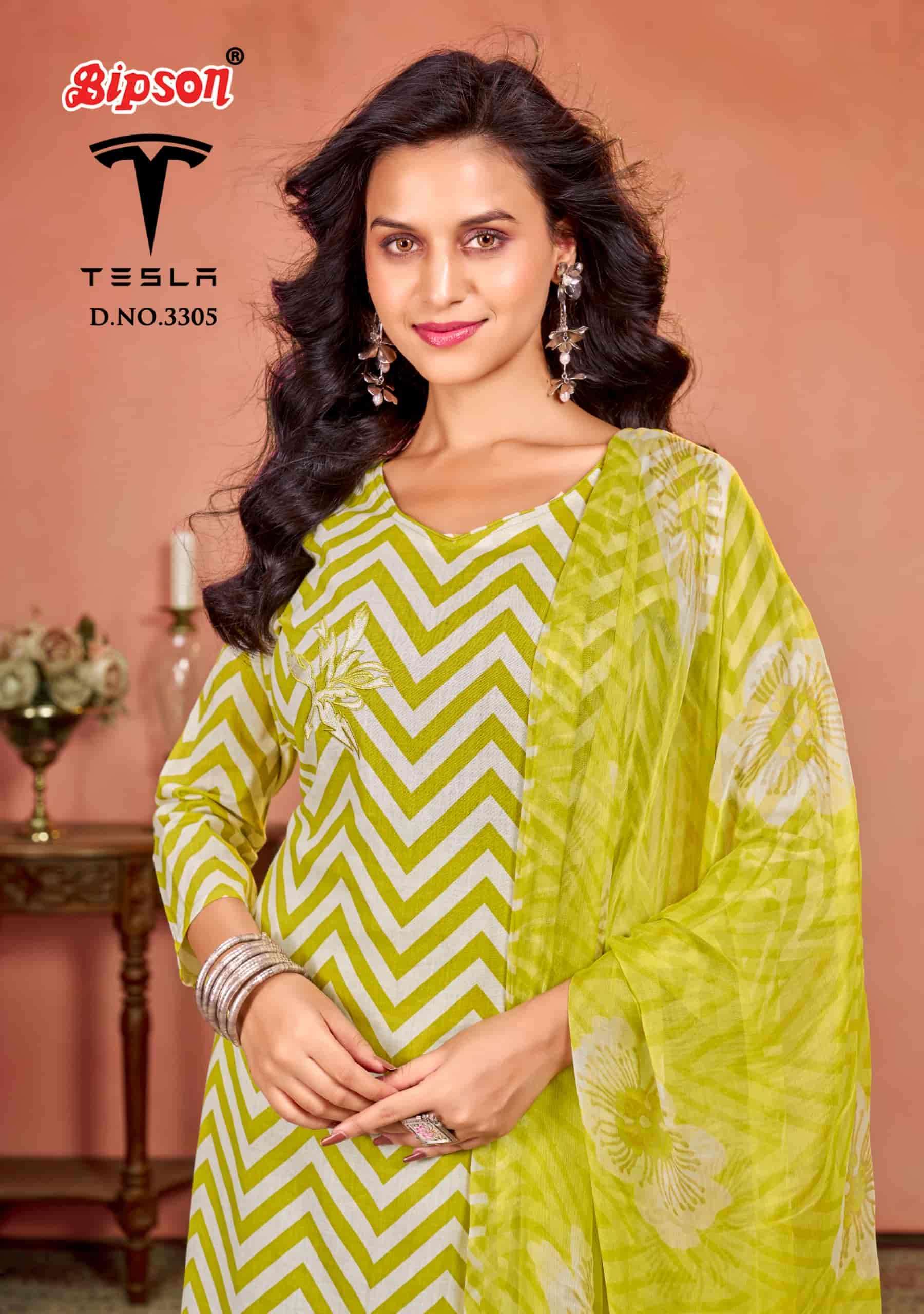 BIPSON TESLA 3305 FANCY LINEN DESIGN COTTON LADIES SUIT SUPP...