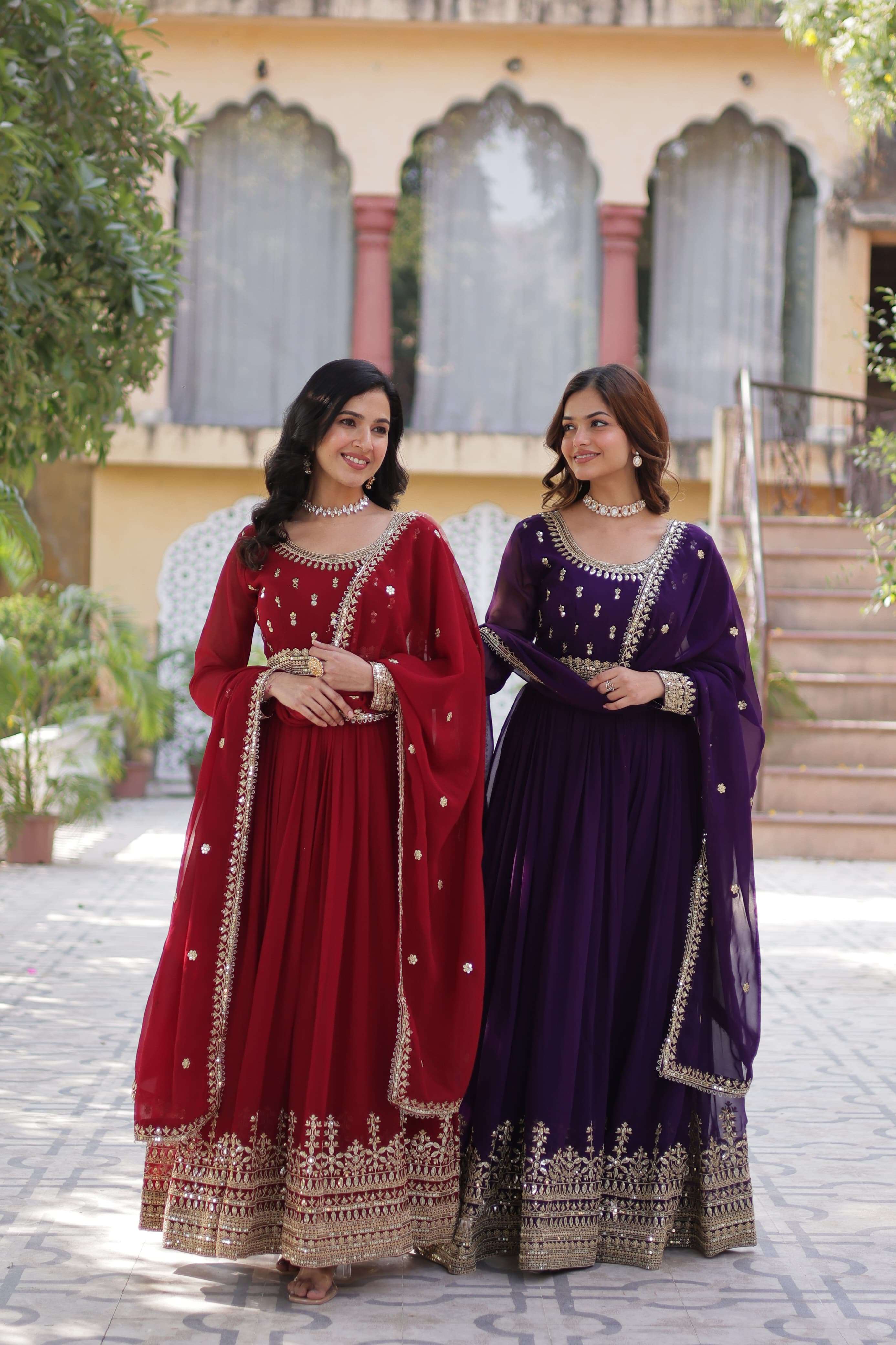 BLOOMING GEORGETTE EMBROIDERY WORK READYMADE ANARKALI STYLE ...