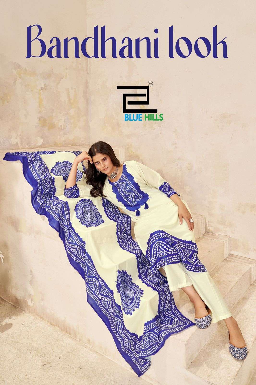 BLUE HILLS BANDHANI LOOK EXCLUSIVE BANDHANI PRINT READYMADE ...