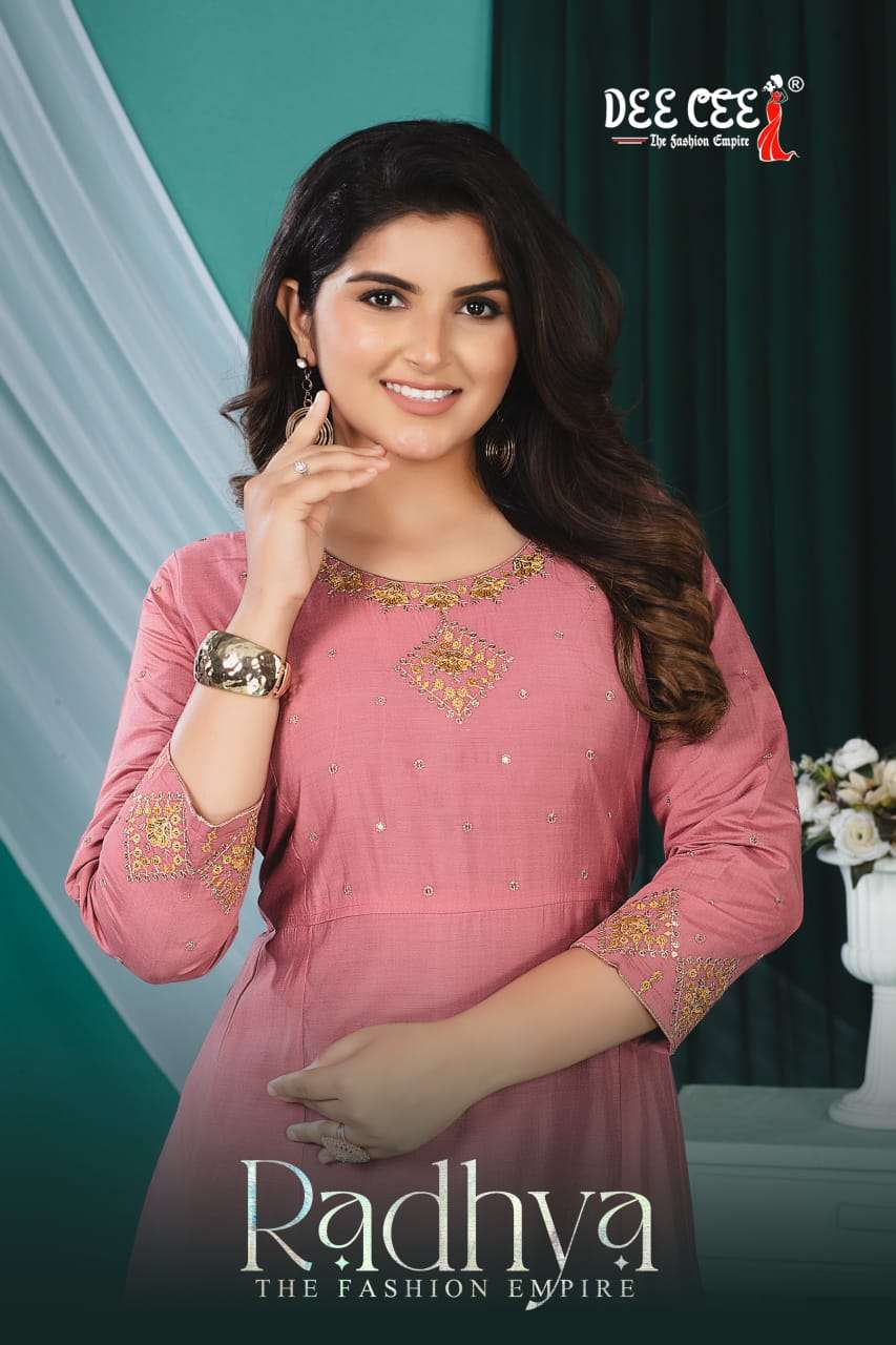 DEECEE RADHYA PARTY WEAR SILK WORK KURTI COLLECTION DEALER 