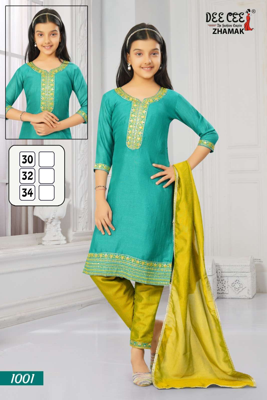 DEECEE ZHAMAK KIDS WEAR GIRL FESTIVAL SILK SUIT FOR WHOLESAL...