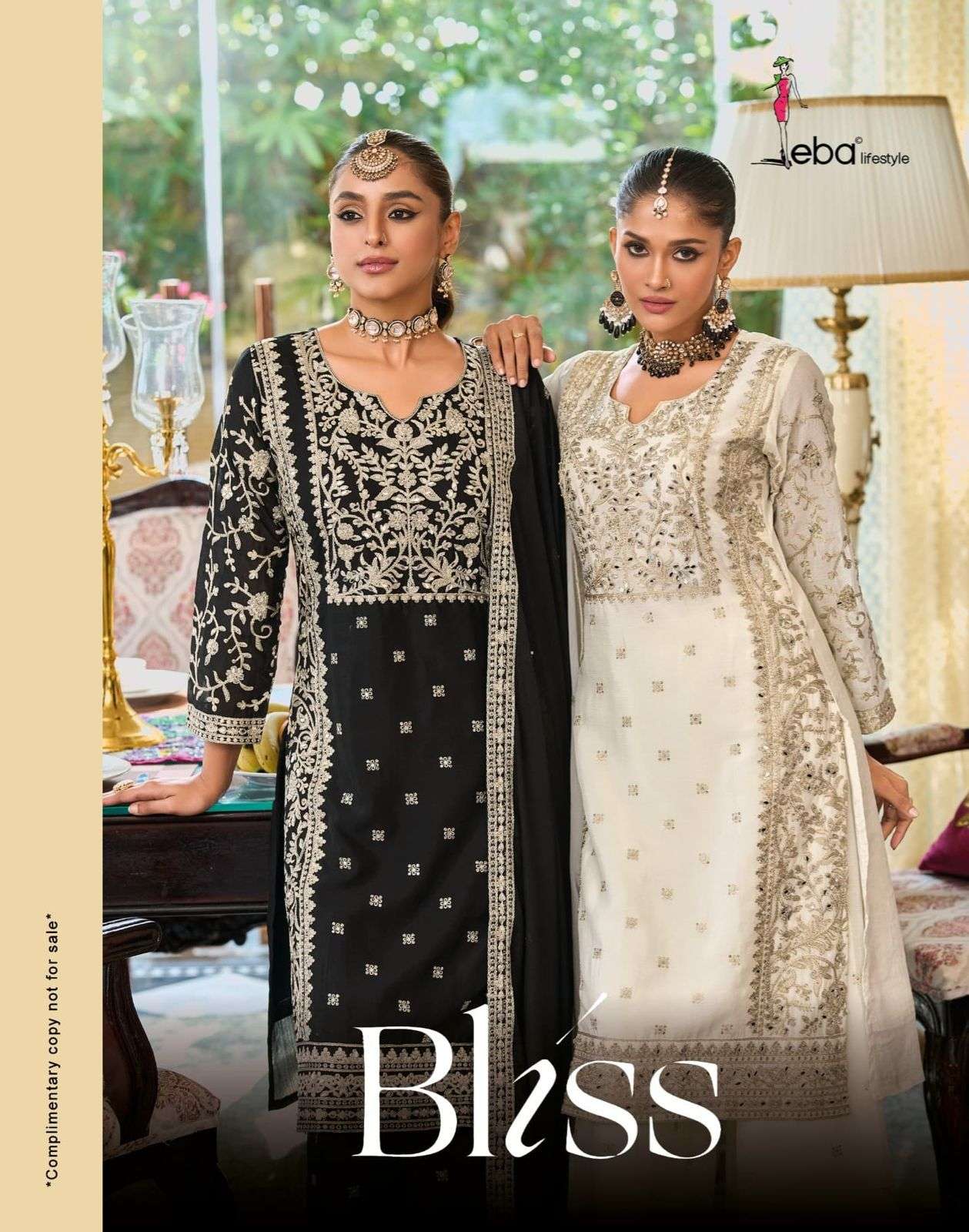 EBA LIFESTYLE BLISH BLACK AND WHITE HEAVY EMBROIDERY WORK SU...