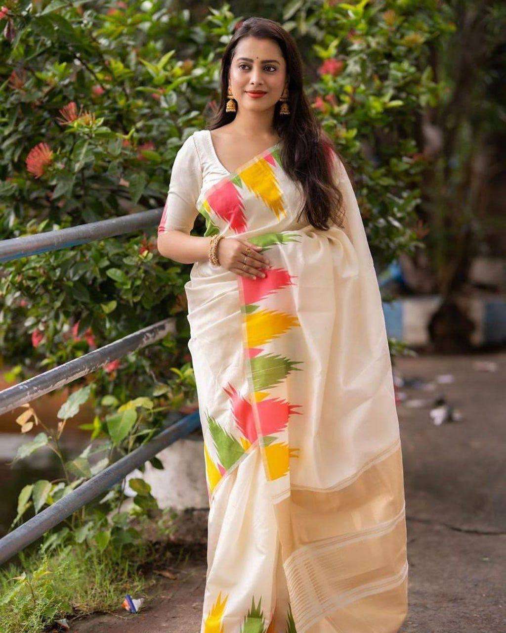 FESTIVAL WEAR SILK BEAUTIFUL RICH PALLU SAREE COLLECTION DEA...