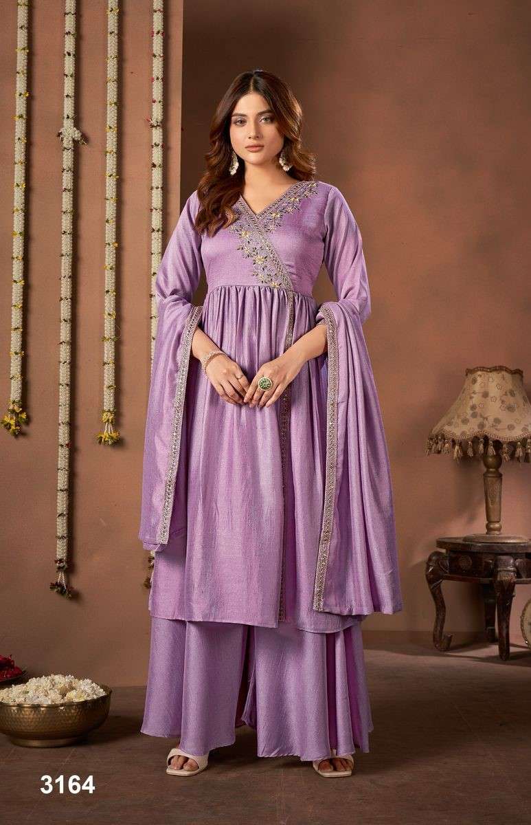  Angarakha EMBROIDERY WORK KURTI PALAZZO SUIT READYMADE FEST...