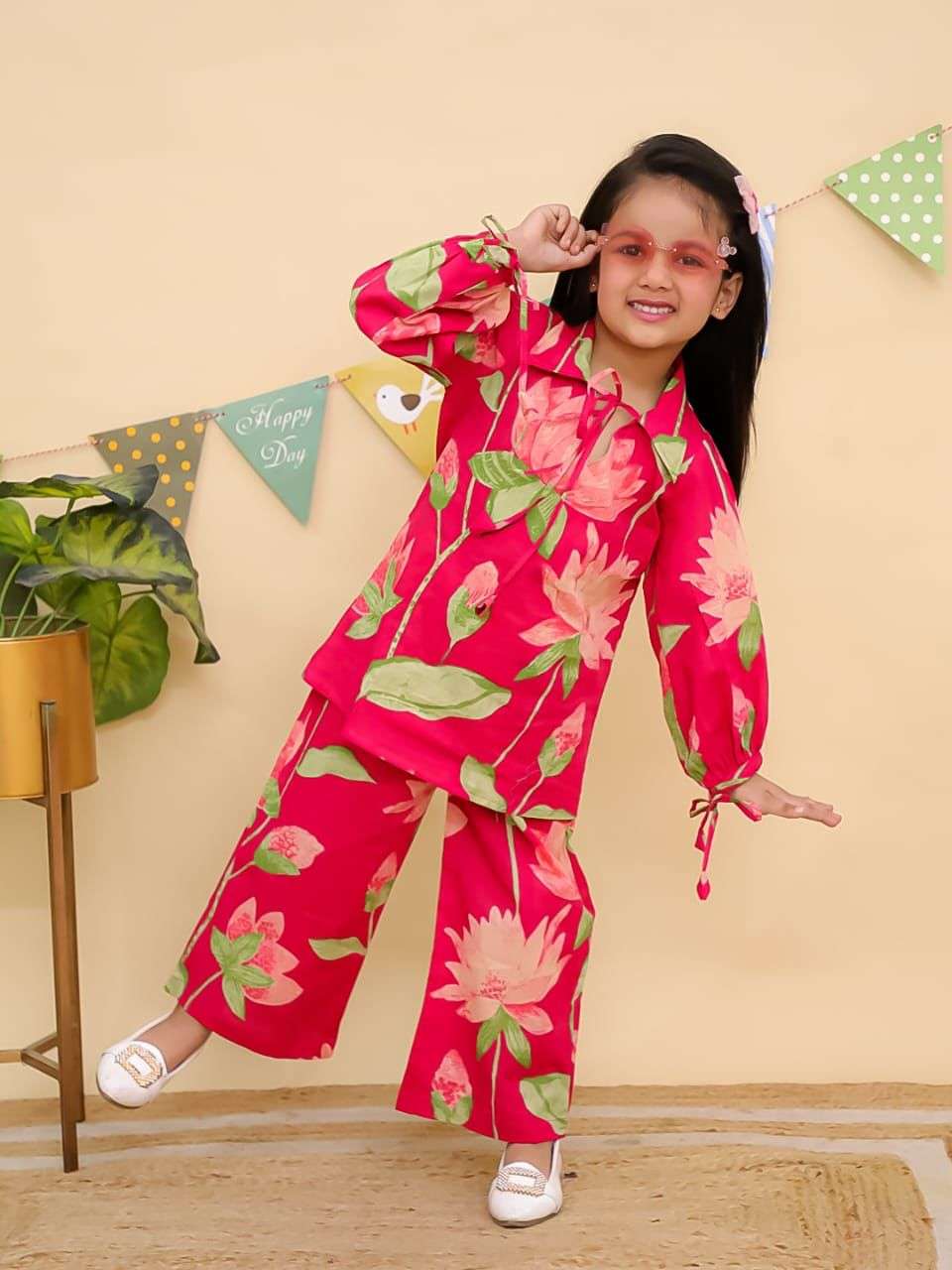Flower Printed Cotton Fabric Kids Co Ord Set best collection...
