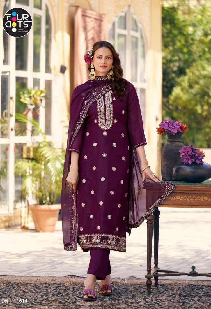FOURDOTS IBADAT DESIGNER READYMADE SILK LADIES SUIT FOR WOME...