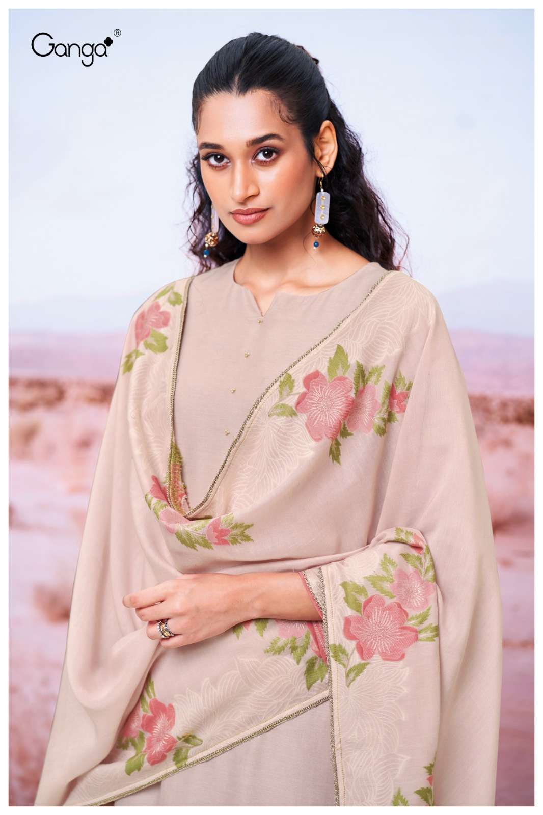 GANGA HALEY 3518 PREMUM PURE VISCOSE SILK PALAZZO SUIT MATER...