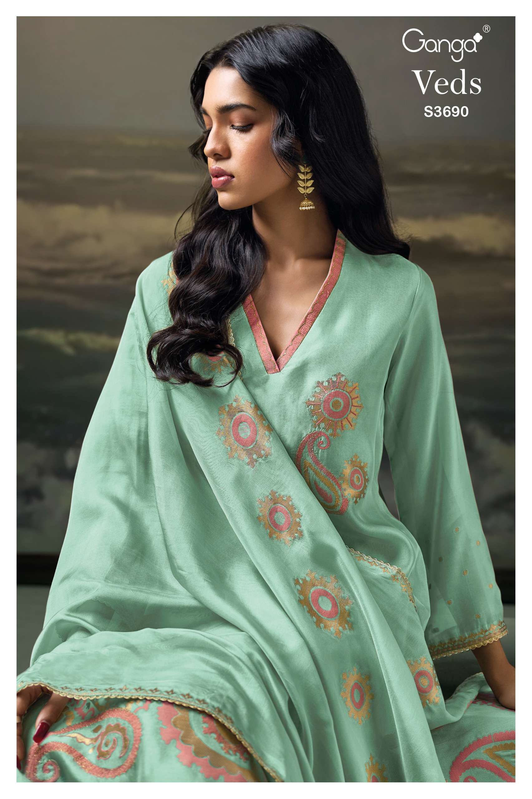 GANGA VEDA 3690 HIGH BRAND DRESS FOR UNCTITCH VISCOSE PRITN ...