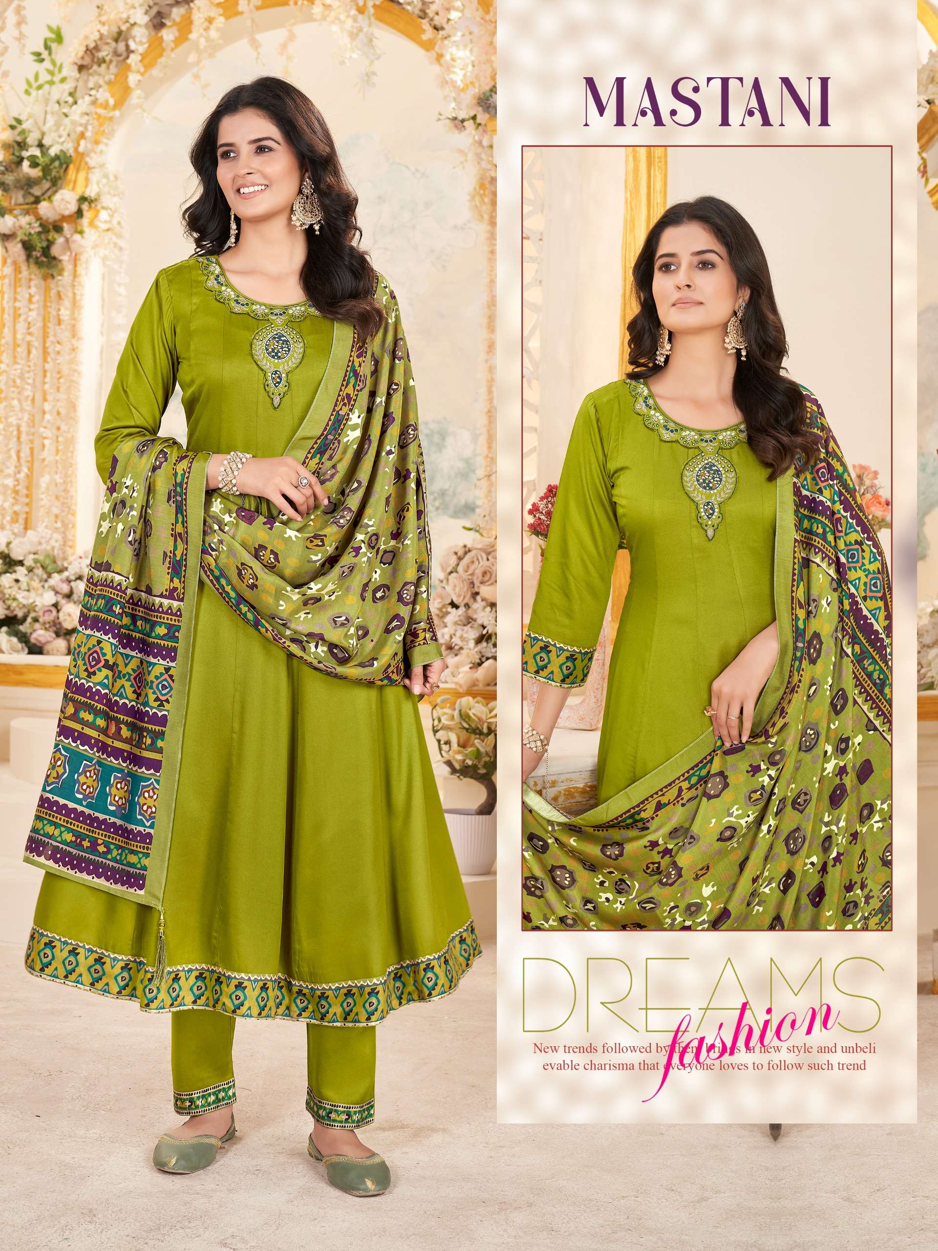 GUJI SILK WORK READYMADE GREEN COLOR KURTI SUIT FOR DEALER S...