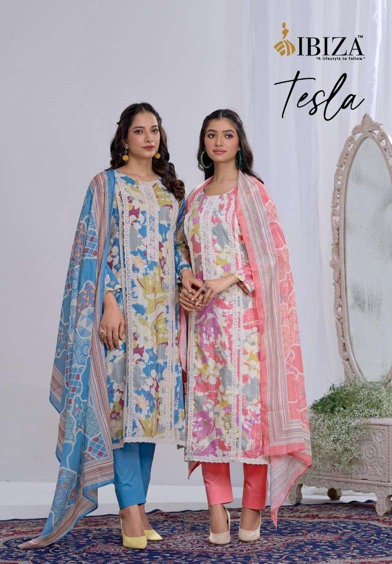 IBIZA TESLA INDIAN PAKISTANI LAWN COTTON LINEN DIGITAL DRESS...