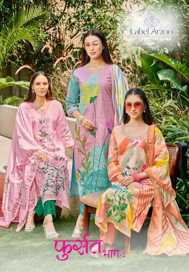 LABLE ARZOO FURSAT COTTON SCHIFFLI DIGITAL STITCHED SUIT PAR...