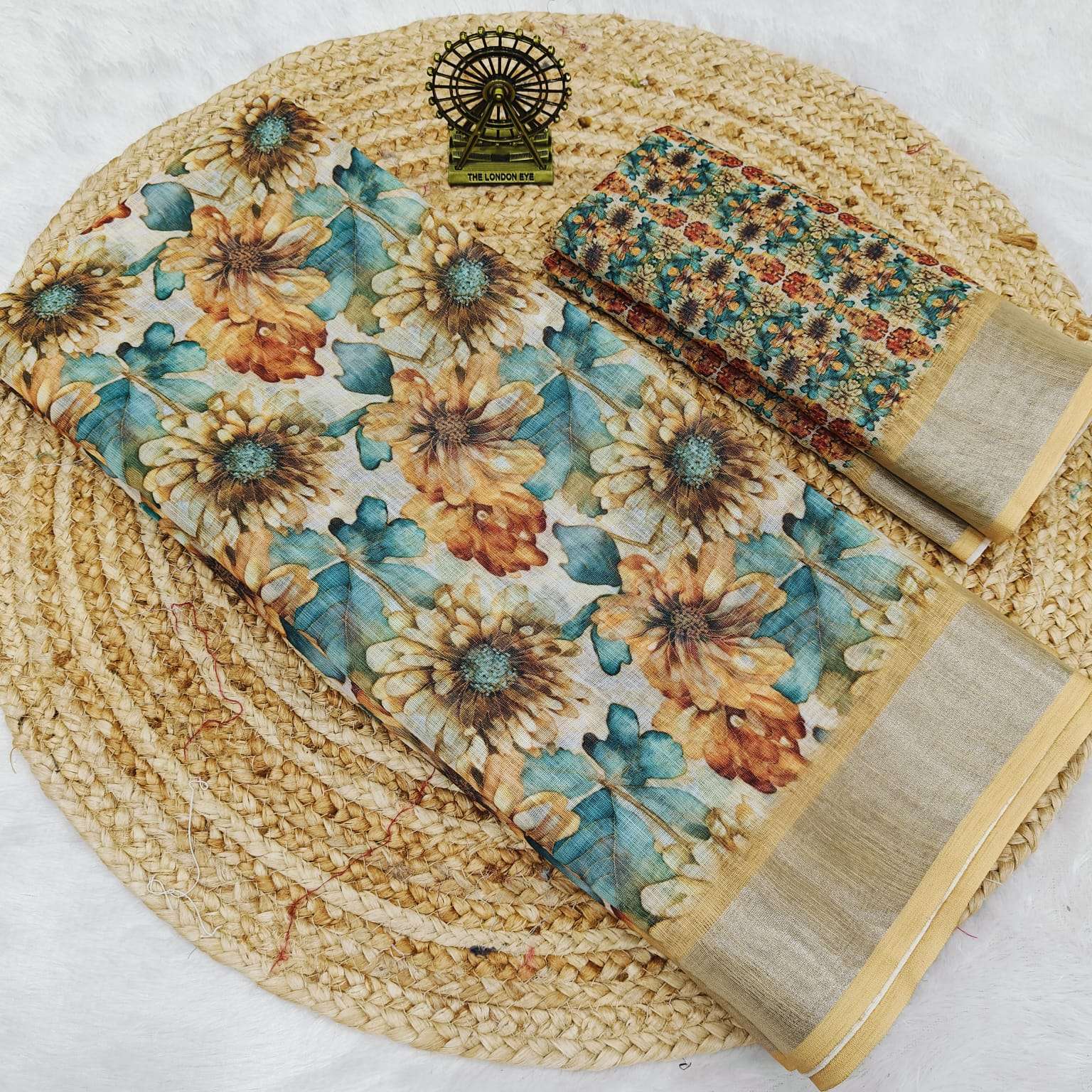 Linen saree digital printed collection at awesome rates PD