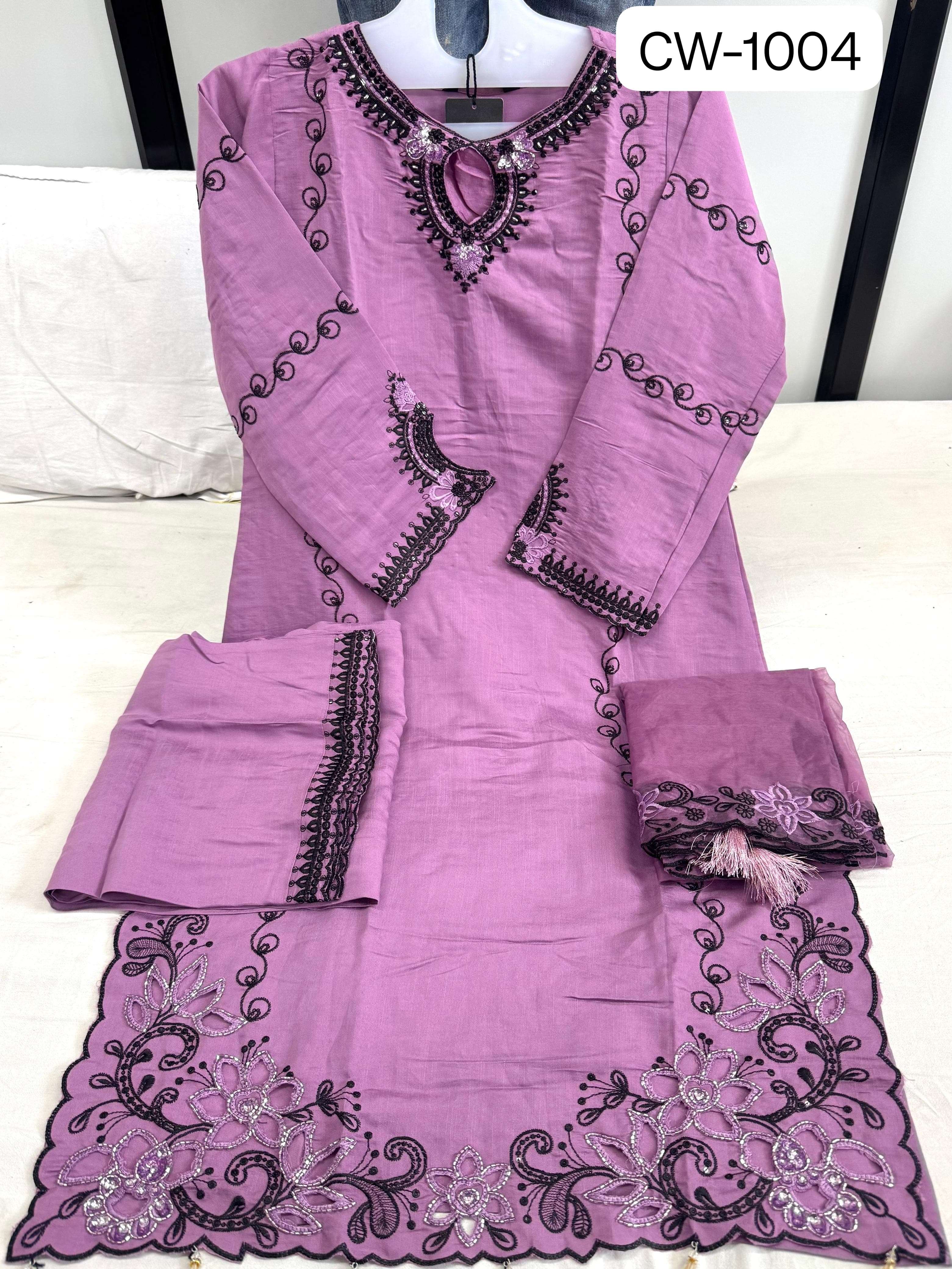 MUSHK CW 1004 MULTICOLOR ROMAN SILK HEAVY WORK READYMADE SUI...