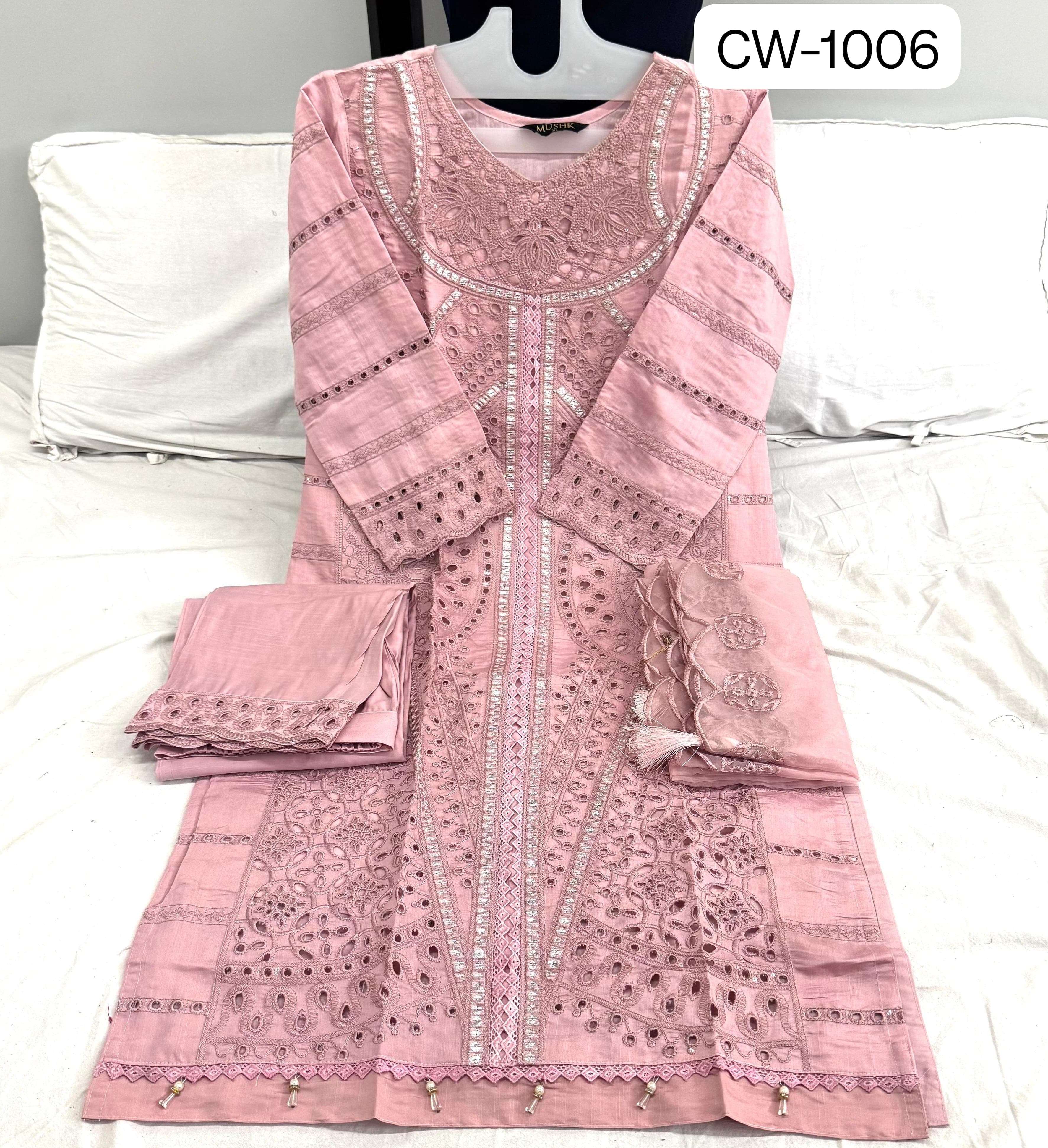 MUSHK CW 1006 ROMAN GEORGETTE SILK HEAVY WORK SUIT STITCHED ...
