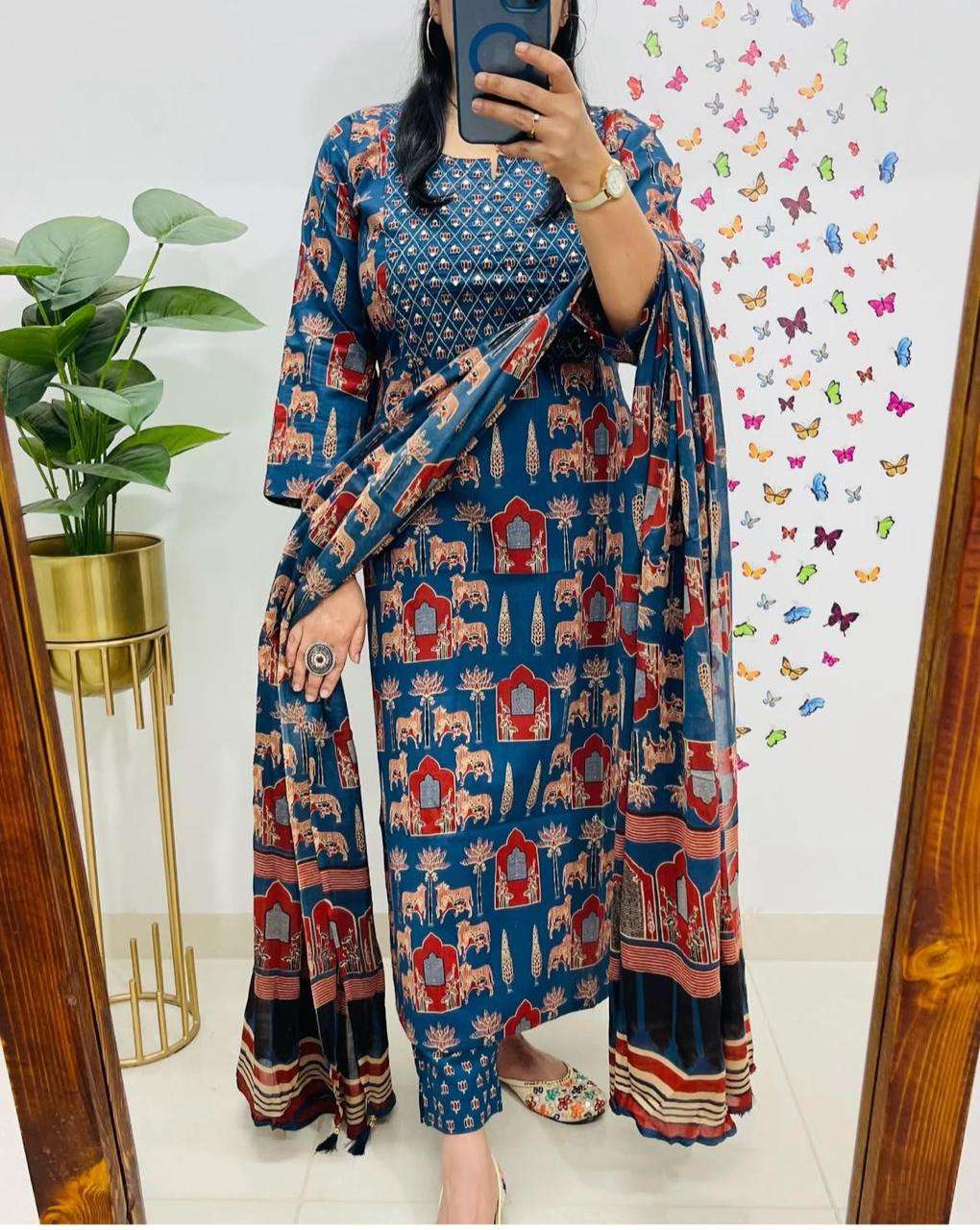 PARTY WEAR TREND COTTON PRINT POCKET KURTI SUIT COMBO RESELL...