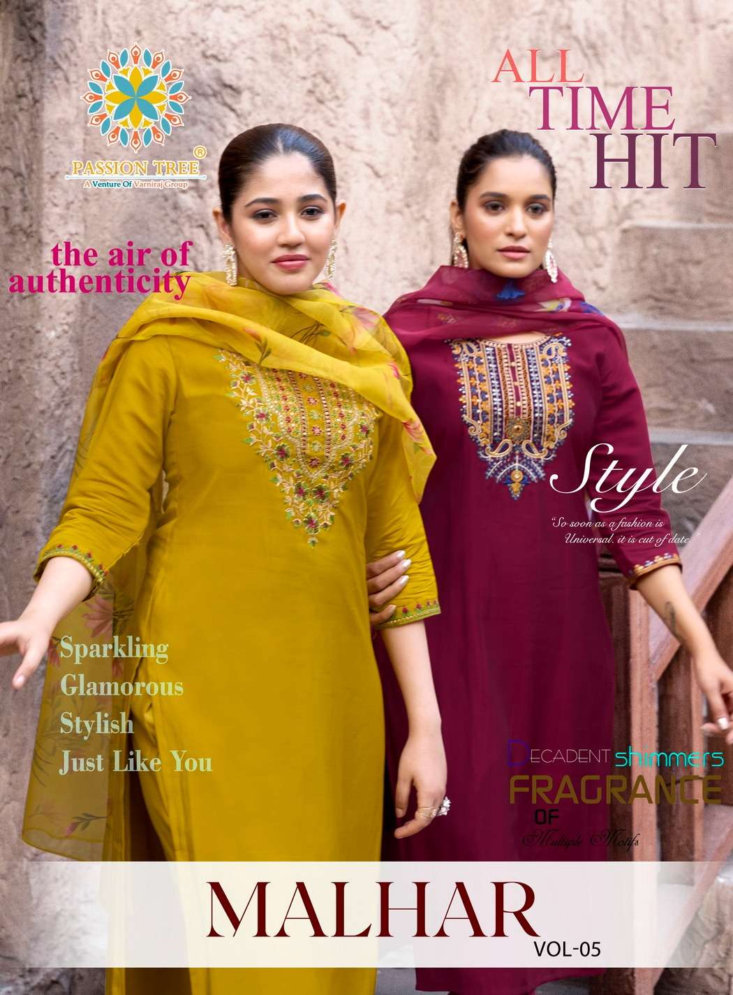 PASSION TREE MALHAR VOL 5 STRAIGHT KURTI WITH PANT & DUPATTA...